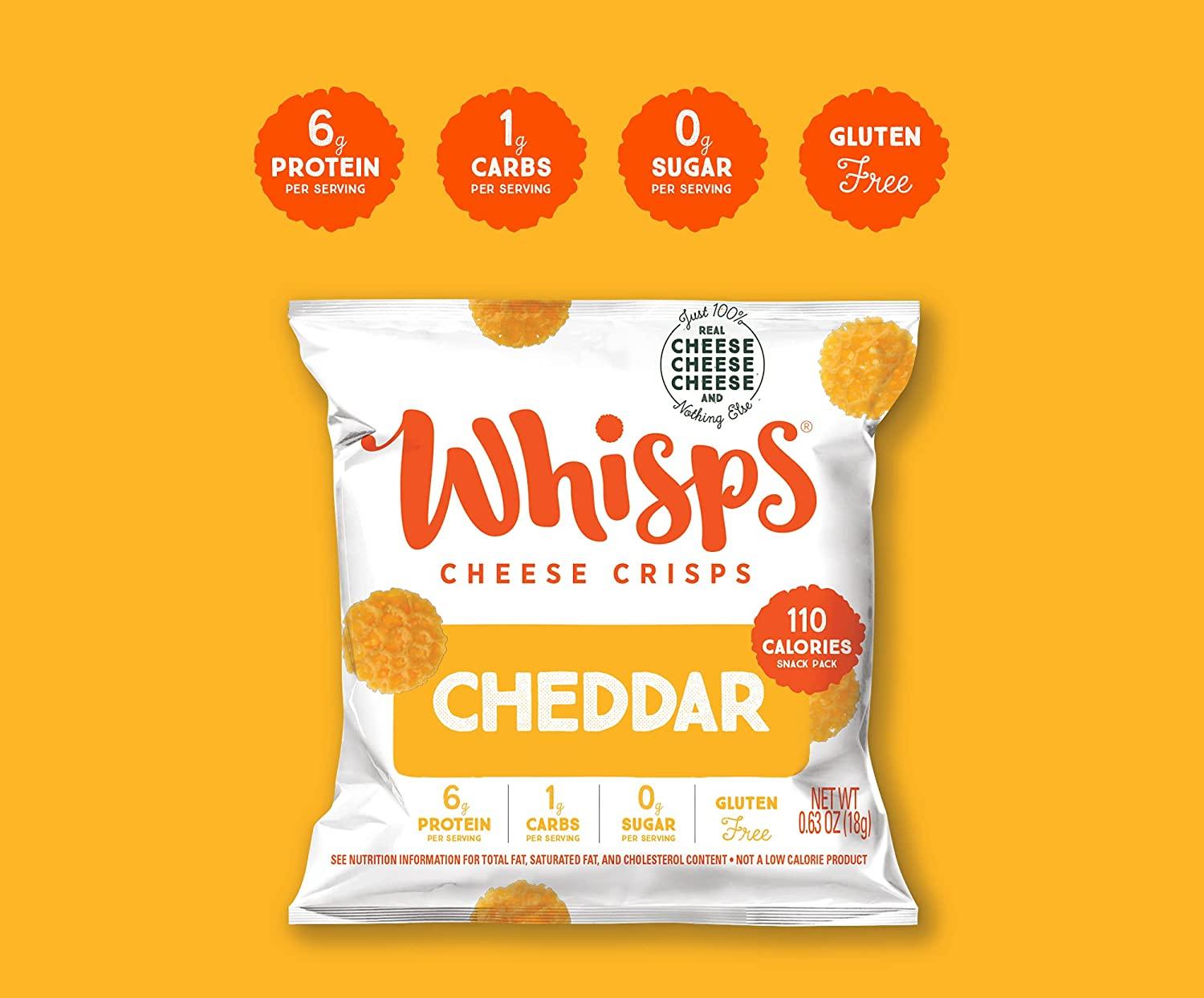 Whisps Cheese Crisps Parmesan & Cheddar Cheese Snacks Keto Snacks 6