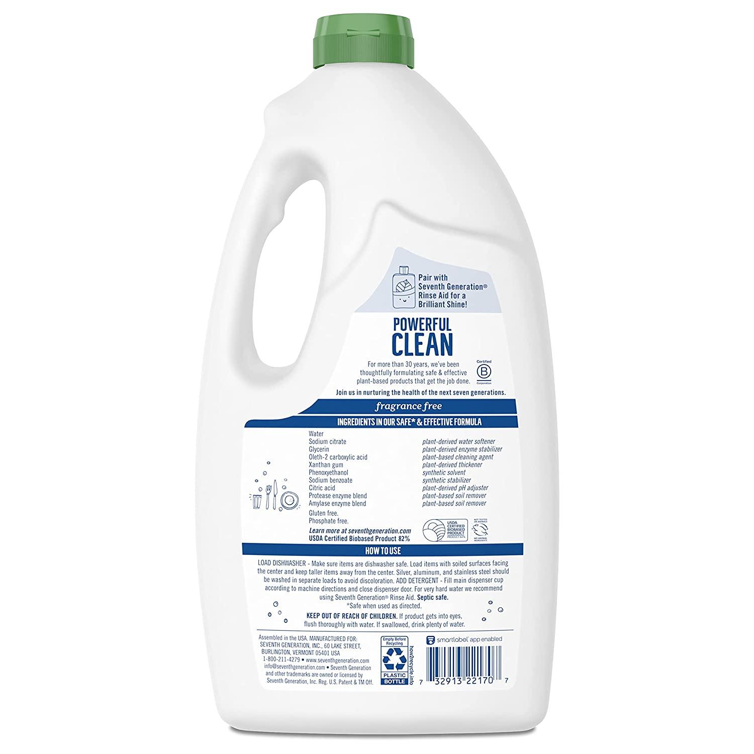 Seventh Generation Dishwasher Detergent Gel for Sparkling Dishes Free