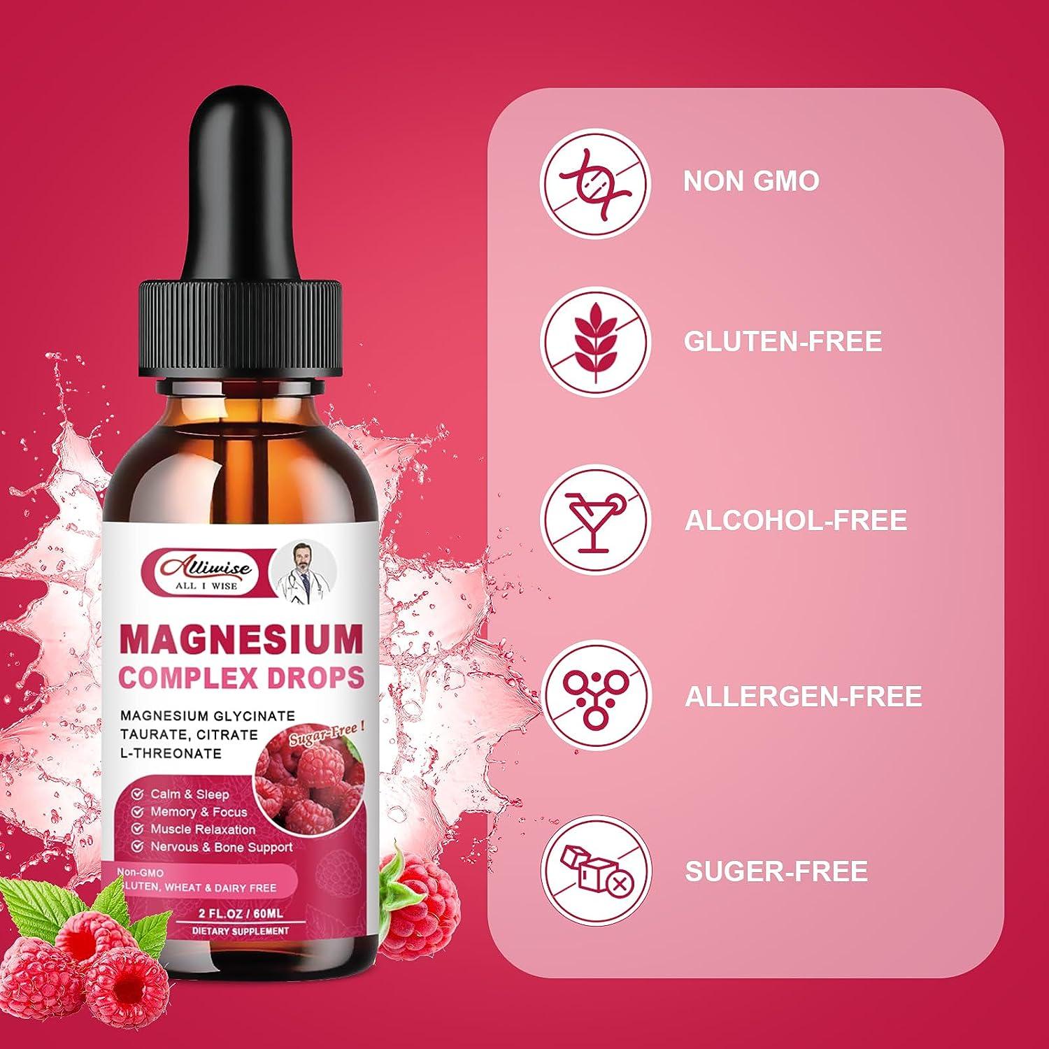 Magnesium Glycinate 500mg Drops Supplement High Absorption Liquid