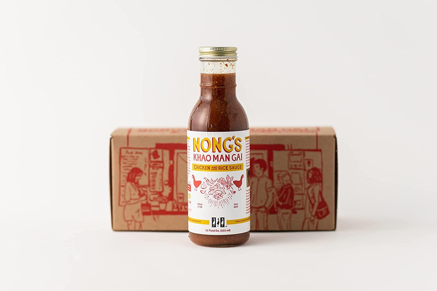 Nong's Khao Man Gai Sauce, Ginger Garlic Chili Sauce, Chicken and Rice