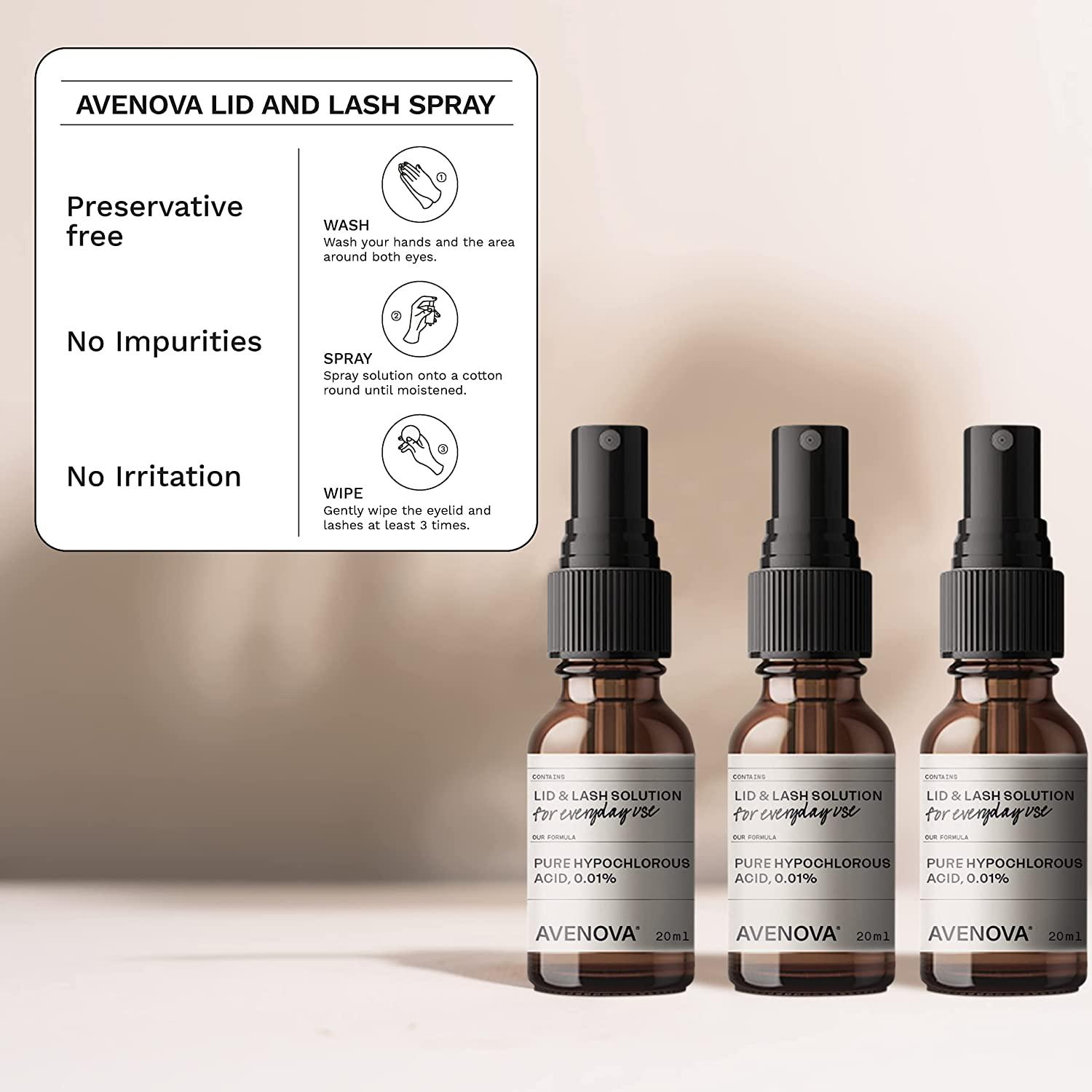 Avenova Eyelid and Eyelash Cleanser Spray 3 Pack Gentle Everyday