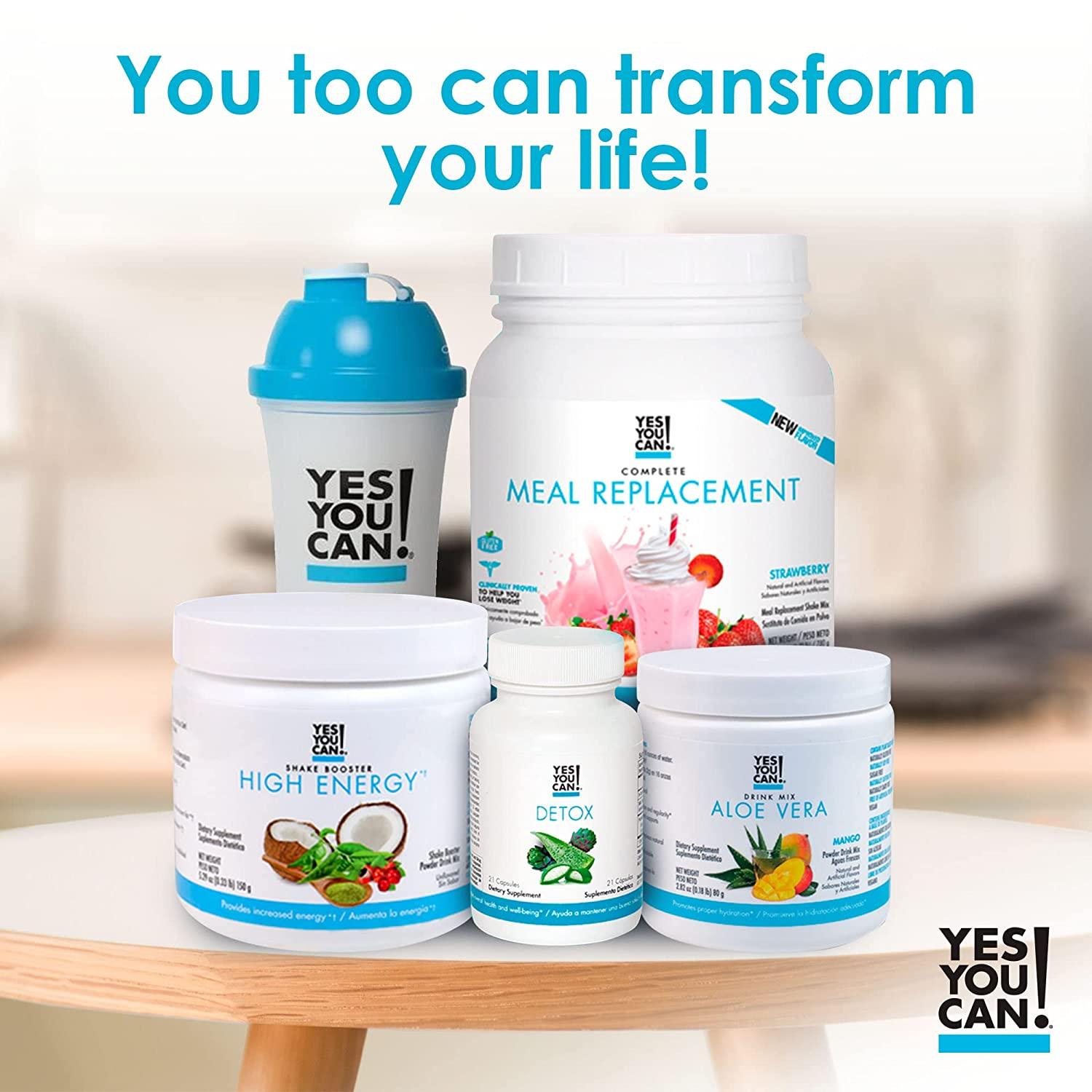 Yes You Can! Detox Plus Kit (Meal Replacement Vanilla, Aloe Vera Pineapple)  - Complete Meal Replacement Powder, High Energy Shake Booster, Aloe Vera  Detox Supplement, Health Transformation Aloe Vera Pineapple Meal Replacem…