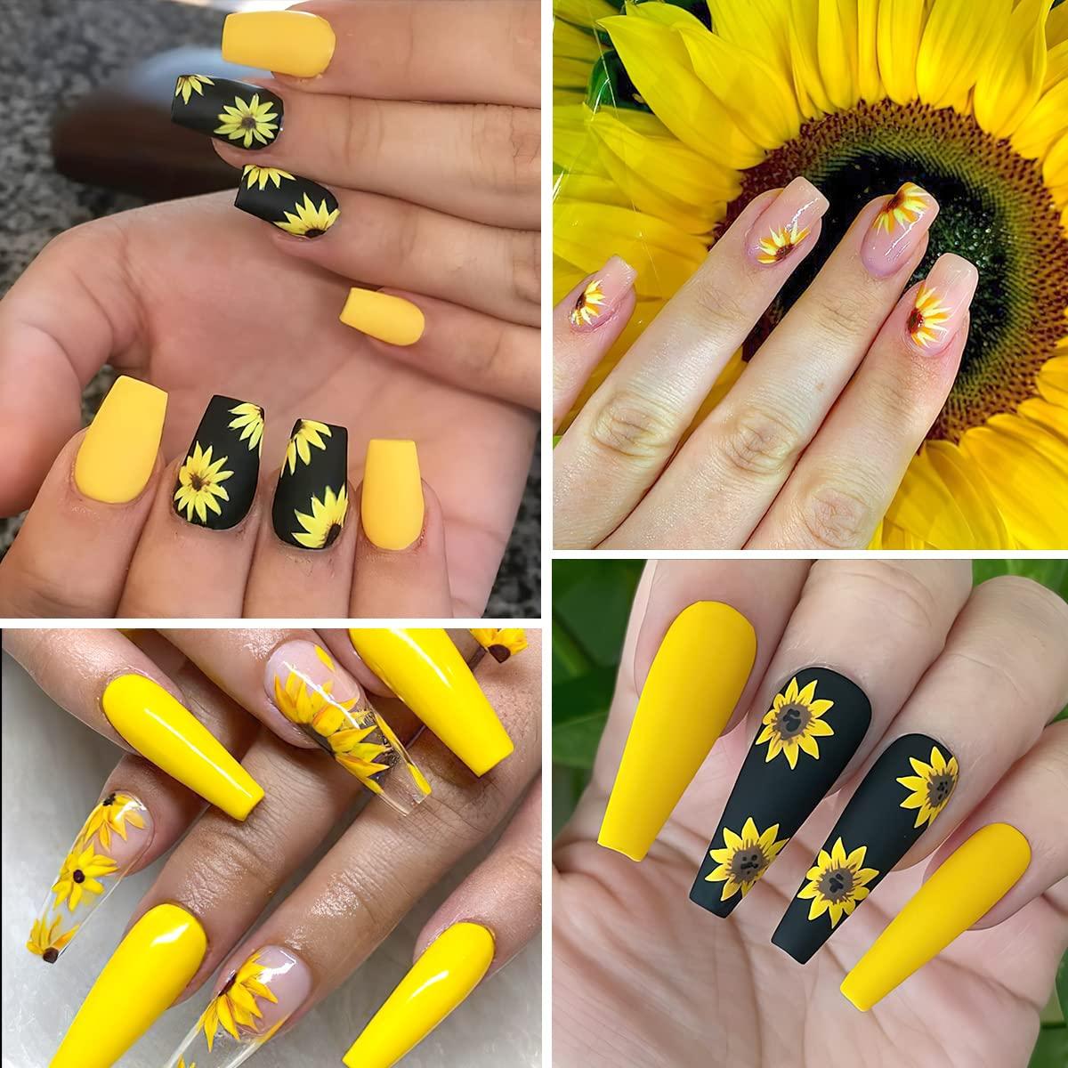 30+ Pretty Sunflower Nails for Summer nail Design To Inspire You. | Sunflower  nails, Nail designs, Spring acrylic nails