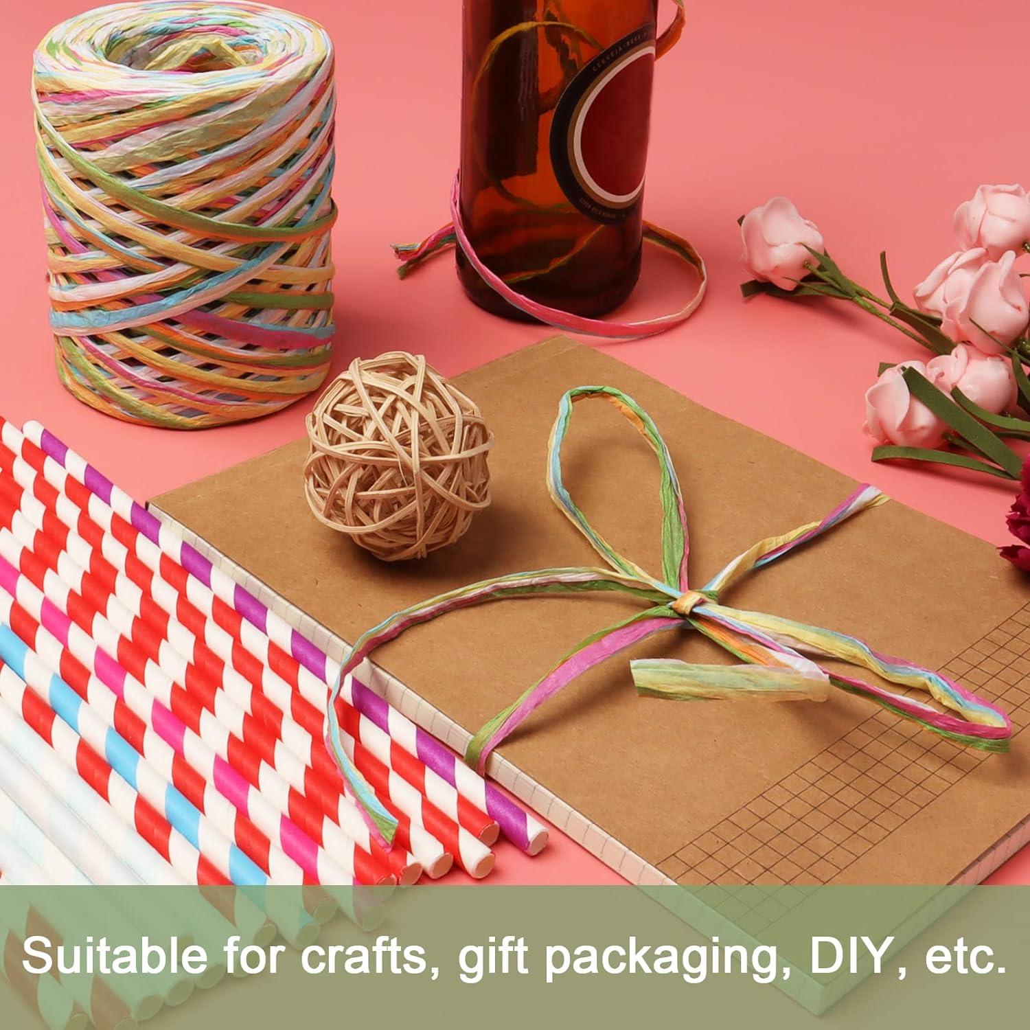 Colored Raffia Paper Ribbon Packing Paper String Colorful for Gift Wrapping  DIY