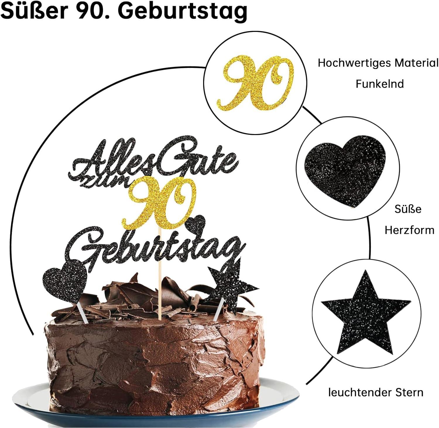 Happy 90th Birthday Kuchendeko – Glitzer-Aufsätze, Ballons & Kerzen Für 90. Geburtstagstorte
