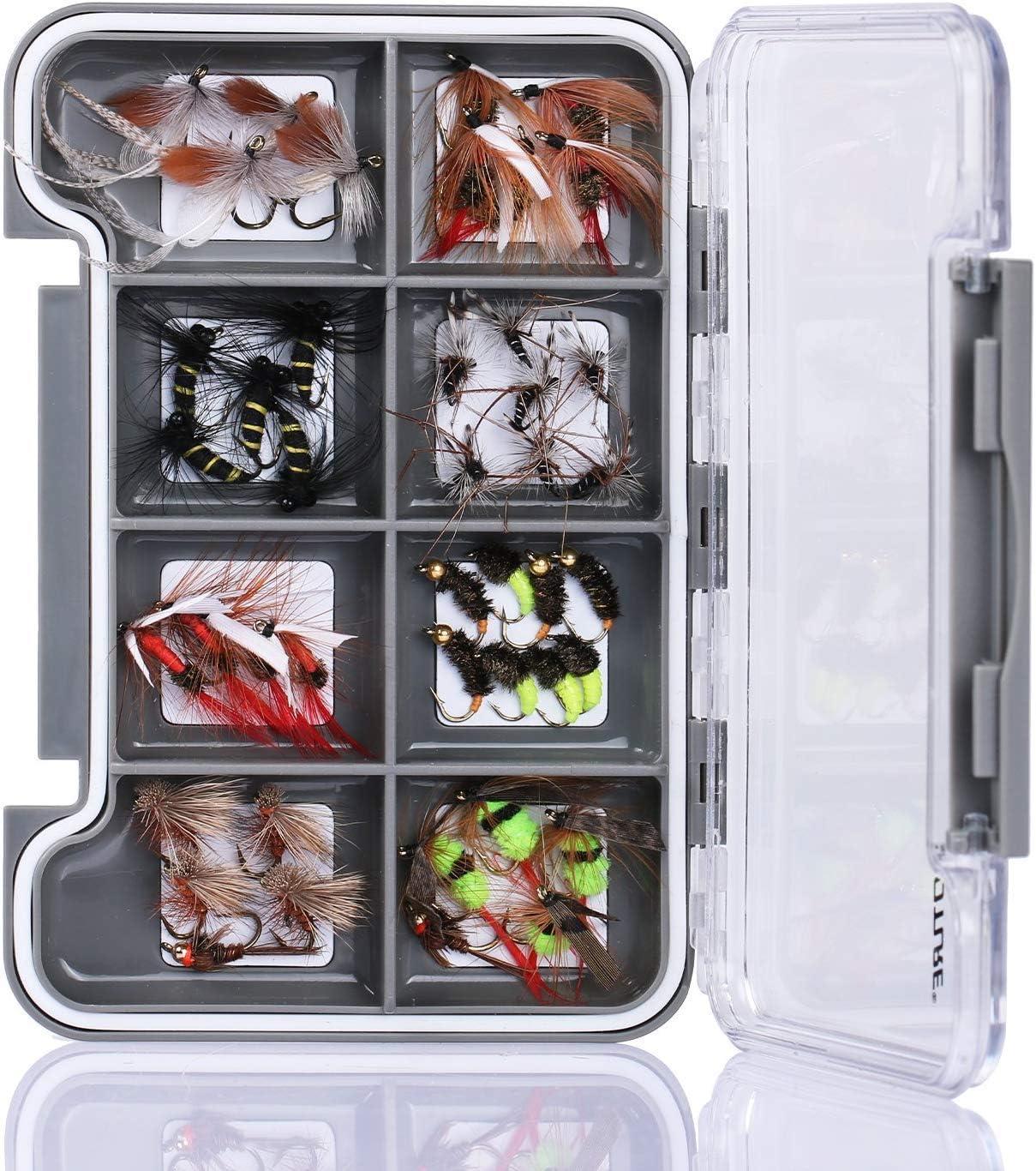 Goture 120PCS Fly Barb Fishing Hooks with Magnetic Components Box