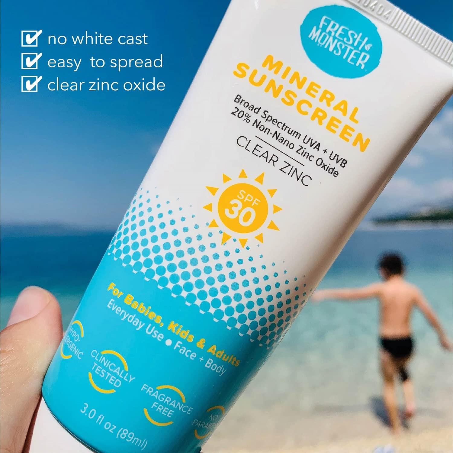 Fresh Monster Kids Sunscreen SPF 30 Clear NonNano Zinc Oxide Mineral