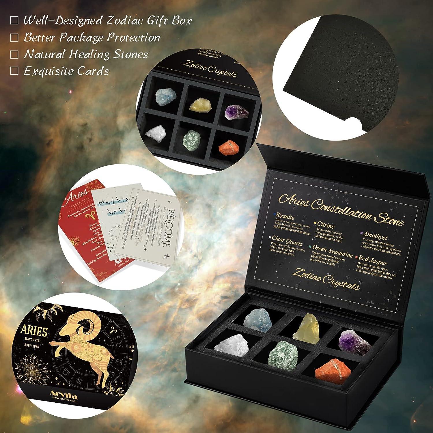 Aries Crystals Gift Set, Zodiac Signs Healing Crystals Birthstones