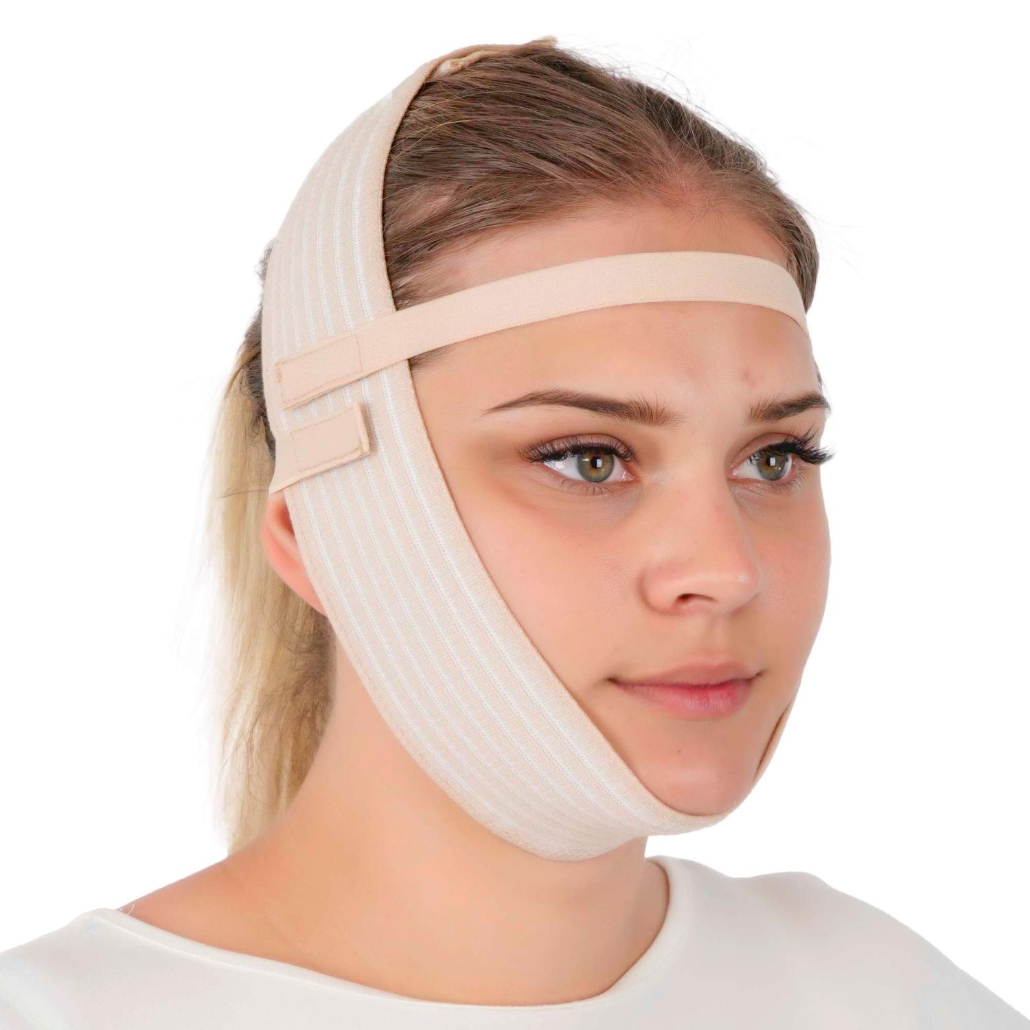 Post Surgery Facial Compression Garment Chin Strap Band, Double Chin Face Wrap Tape, Jawline