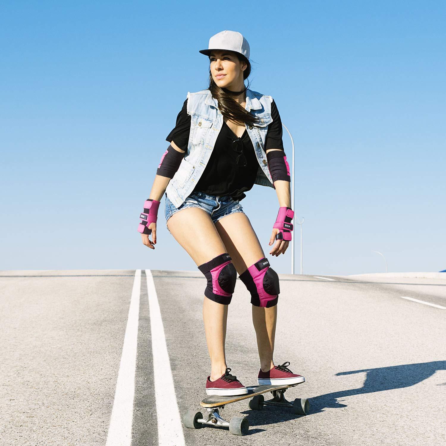 Nhh Skateboard Knee Pads Set 6 in 1 Protective Gear Set Knee