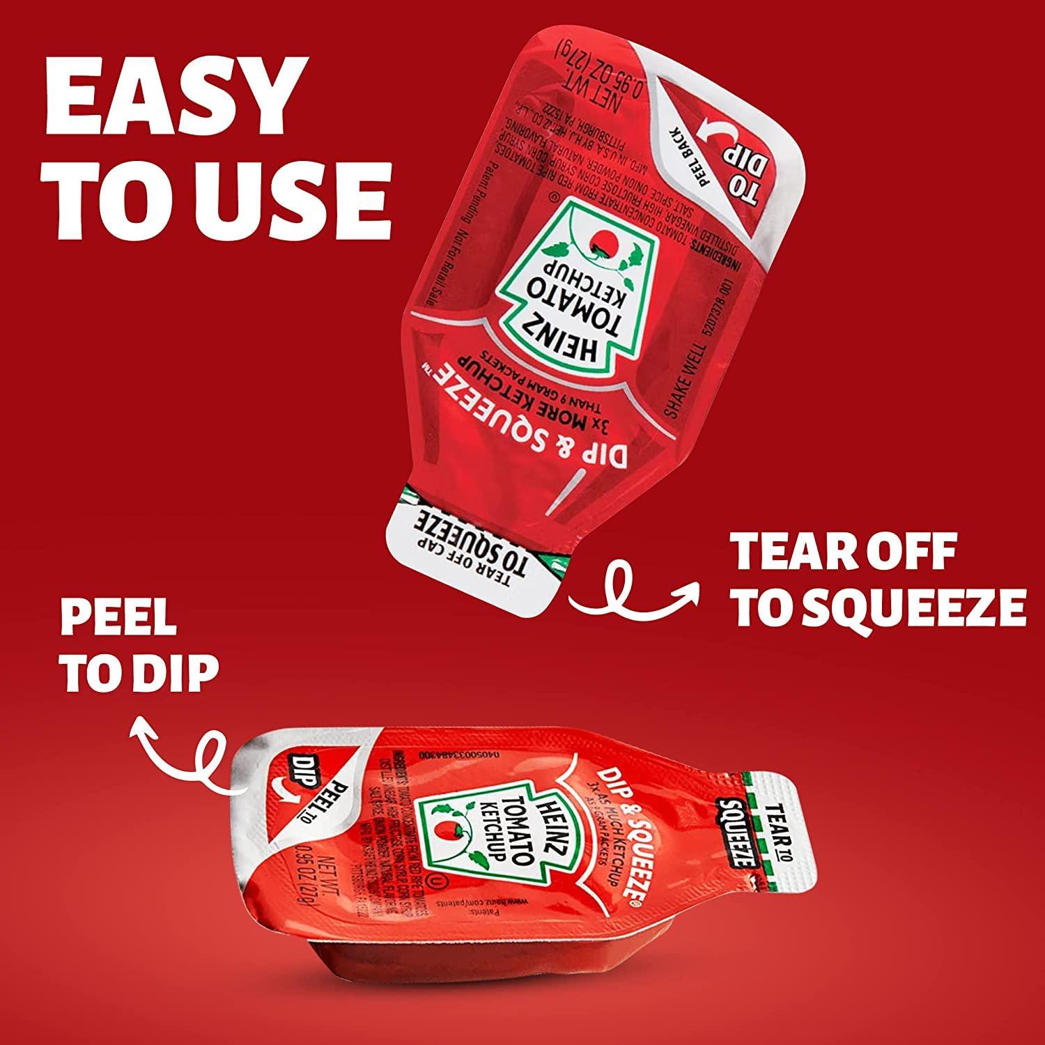 Heinz Tomato Ketchup Dip And Squeeze Ketchup - (Pack of 50) x 0.95 Ounce  Ketchup Pockets Compact and Easy To Carry Single Serve Ketchup Packages  Delicious and Easy to Use Ideal for