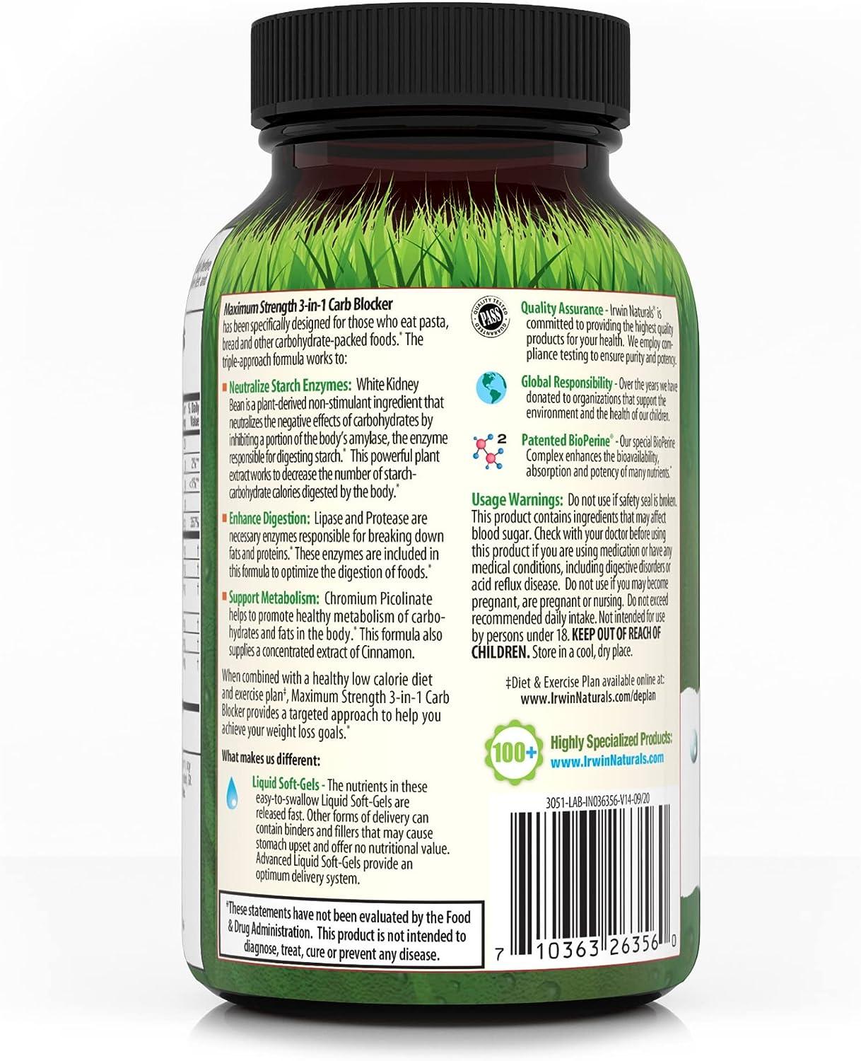 Maximum Strength 3in1 Carb Blocker by Irwin Naturals, Neutralize