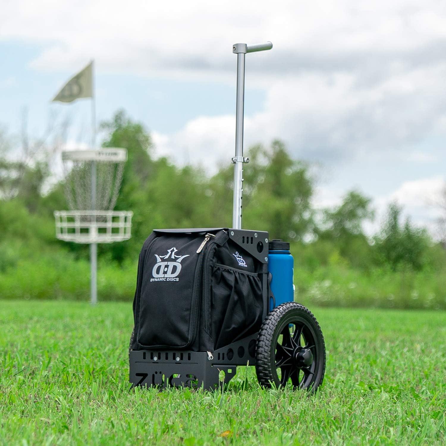 Dynamic Discs Compact Cart by ZCA | Disc Golf Caddy with Bag Insert | Built-in Seat & Water