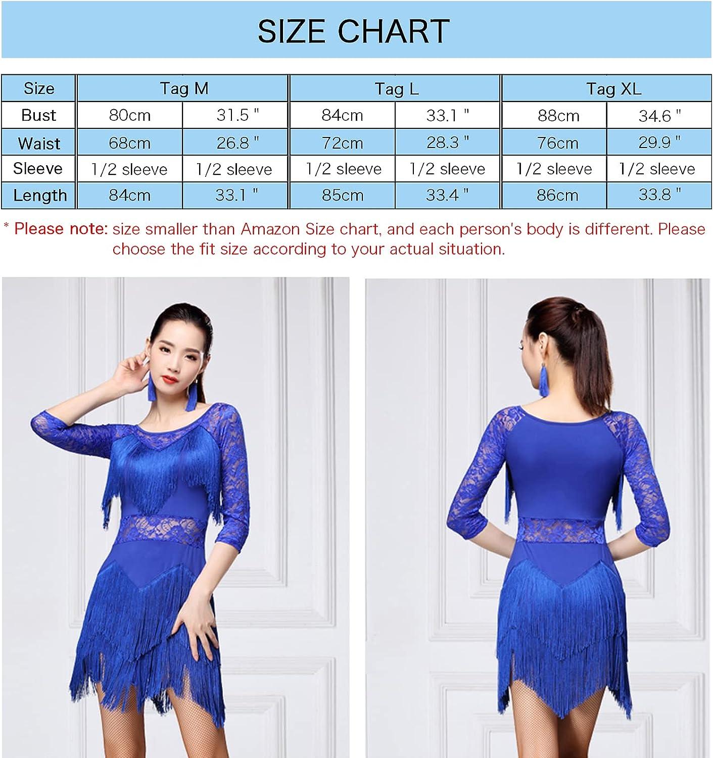 ZX Women's Fringed Ballroom Dance Costume - Royal Blue Large