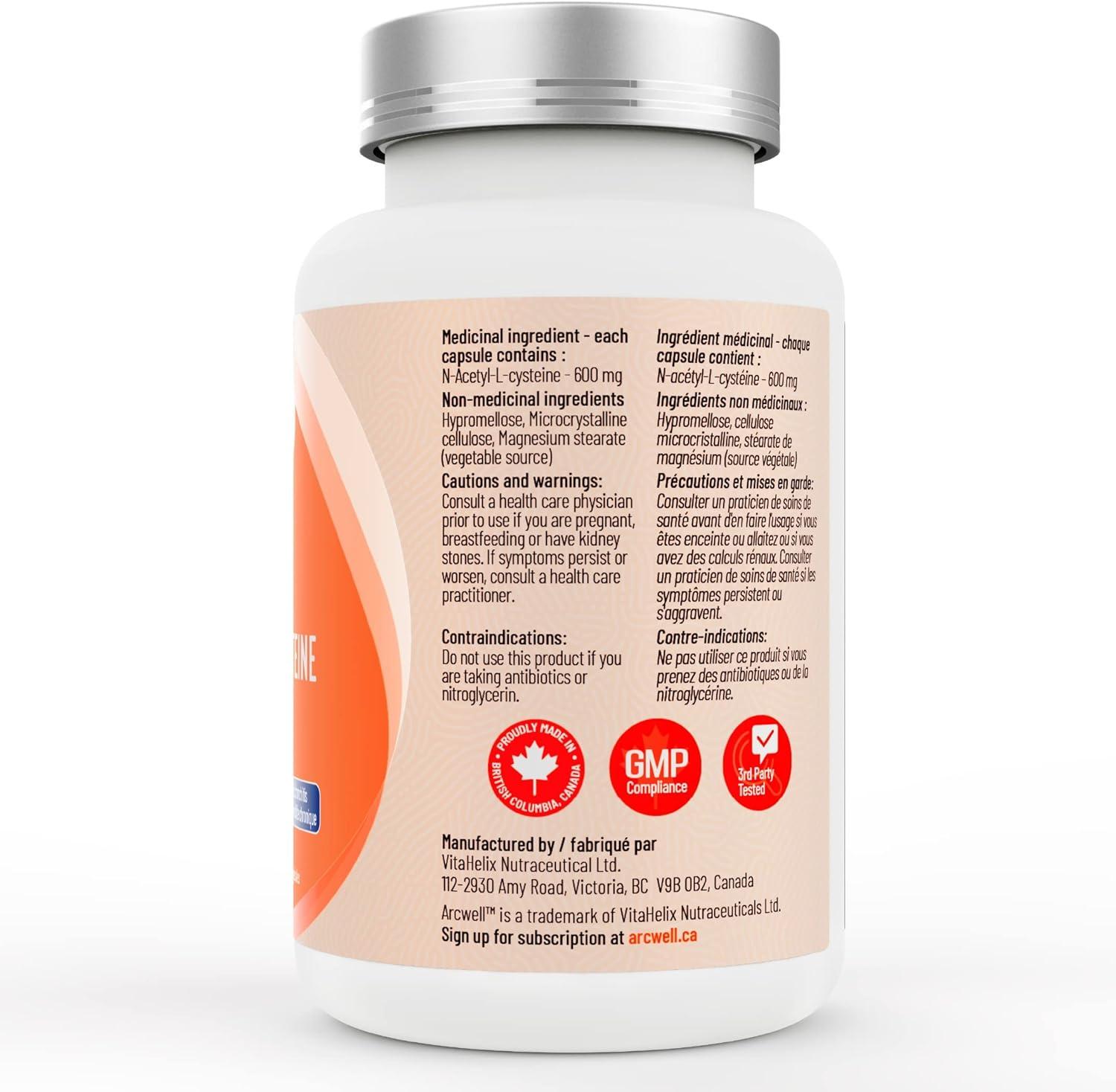 Arcwell NAC (N-Acetyl-L-Cysteine) 600 mg - 90 Vegetable Capsules - Promotes  Antioxidant Glutathione Levels | Supports Immune System Lung Health & Detox  | Buy Now with Express International Delivery | GoSupps.com