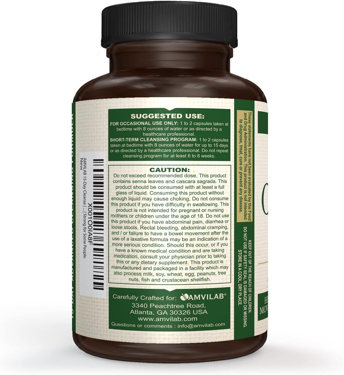 AMVILAB 15Day Cleanse Natural Laxative for Constipation & Bloating