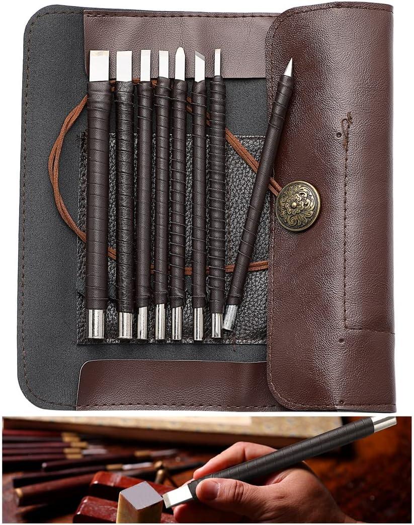 Homaisson Stone Carving Tool Set of 8 Tungsten Steel Carving Chisels Carving Kit for Alabaster