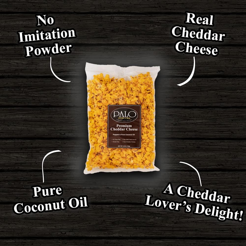 Palo Popcorn Gourmet Cheddar Cheese Popcorn Snacks, Gluten Free