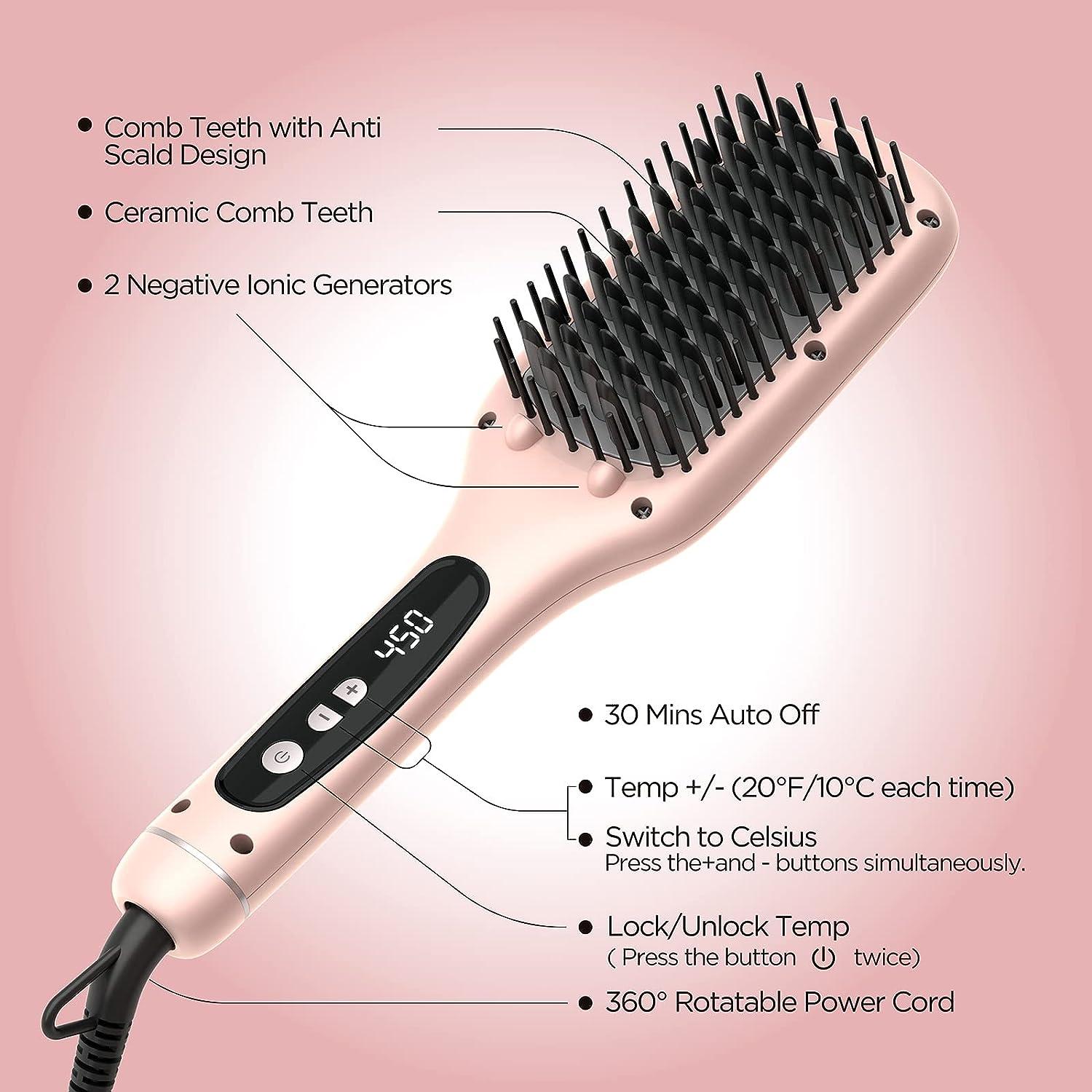 Hair Straightener Brush Askera Negative Ion Ceramic Straightening
