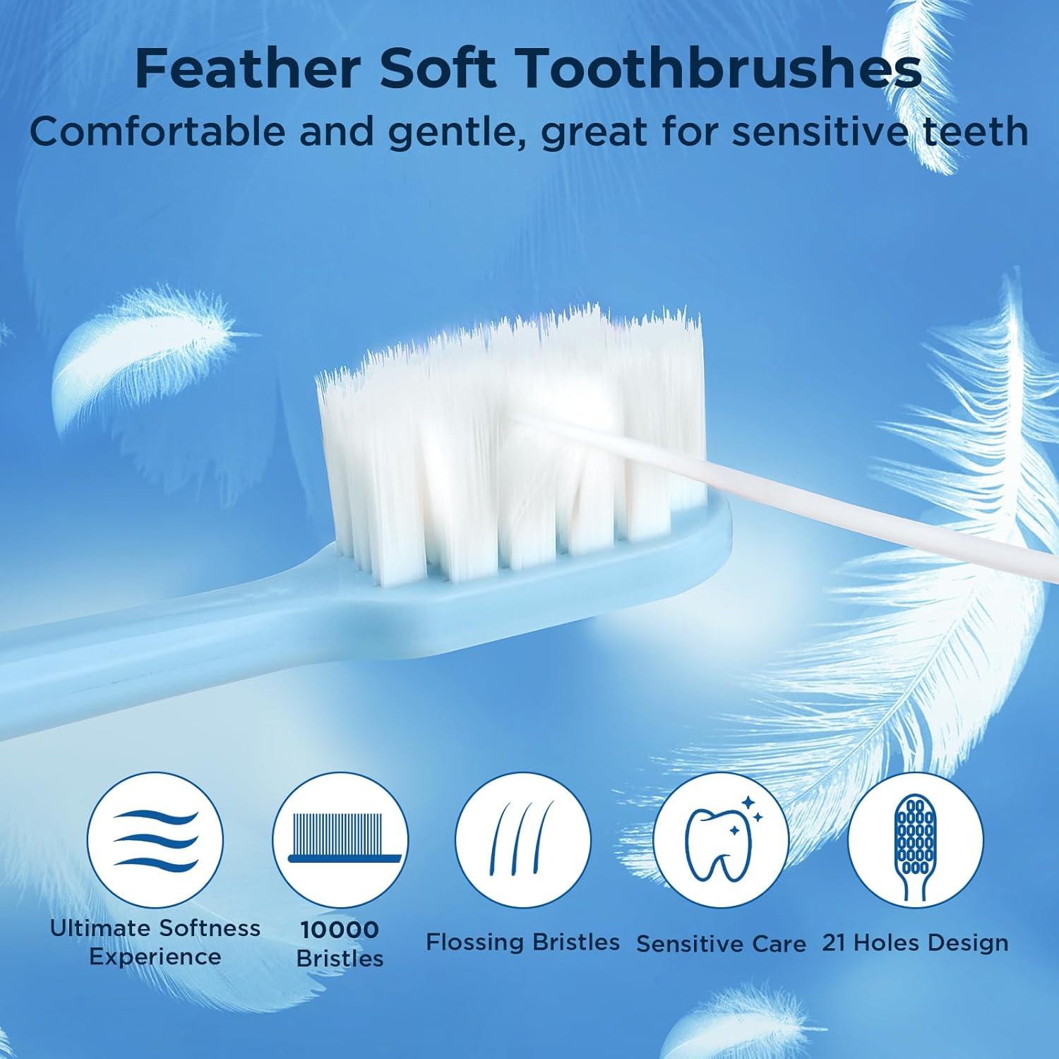 Extra Soft Toothbrush For Sensitive Gums - 20000 Soft Nano Bristles For Pregnant Women, Elderly, Adults, Kids - Ideal For Braces - Available In Black, White, Green, Pink | Buy Now With - View #6