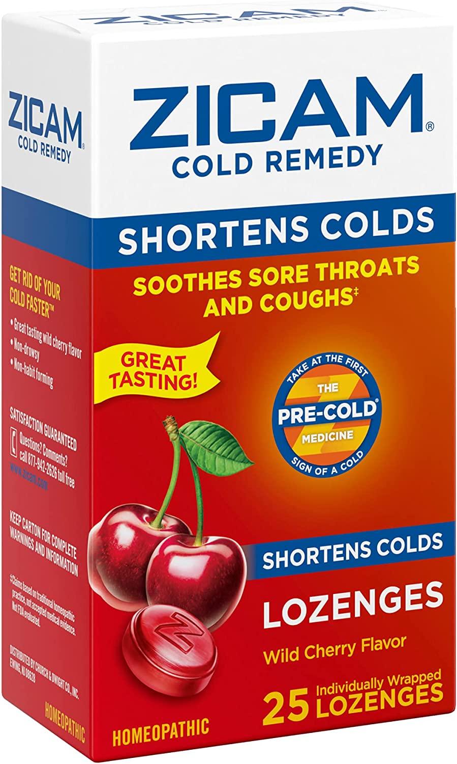 Zicam Cold Remedy Lozenges Wild Cherry 25 Individually Wrapped Lozenges