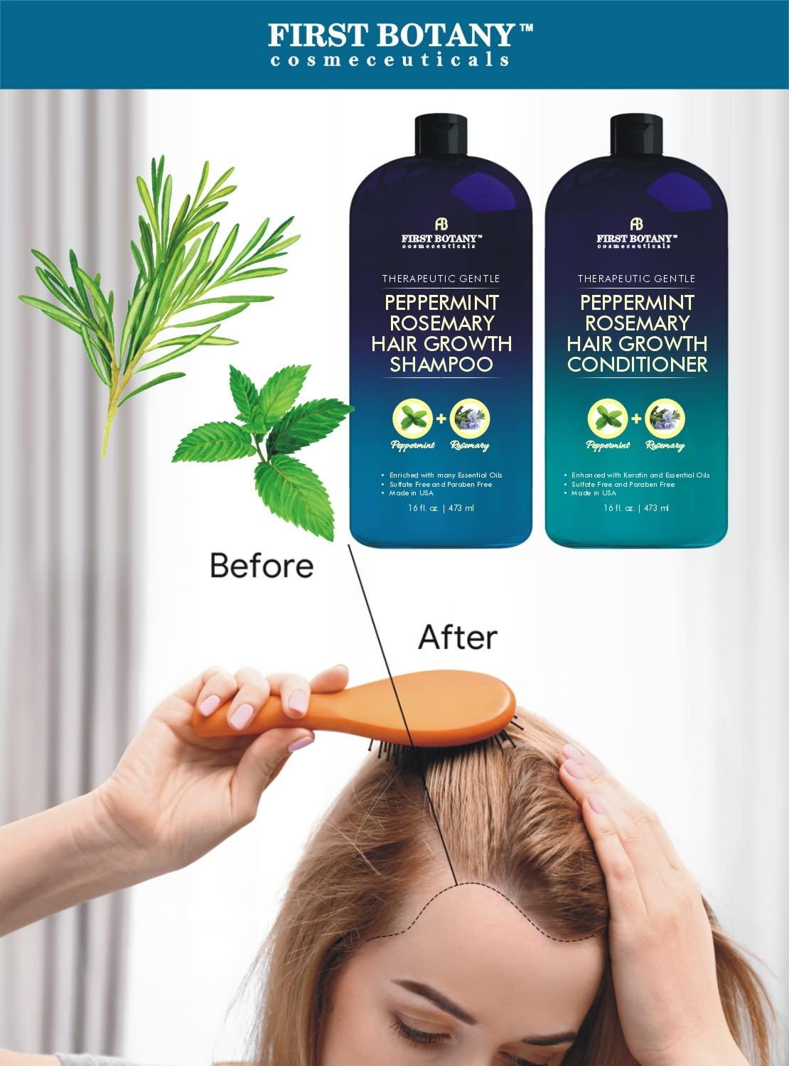 Peppermint Rosemary Hair Regrowth and Anti Hair Loss Shampoo and  Conditioner Set - Daily Hydrating, Detoxifying, Volumizing Shampoo and  Fights Dandruff For Men and Women 16 fl oz x 2