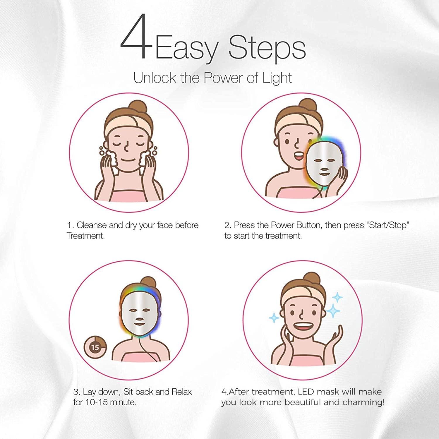 Led Face Mask Light Therapy 7 Color Photon Blue & Red Light Maintenance Skin Rejuvenation