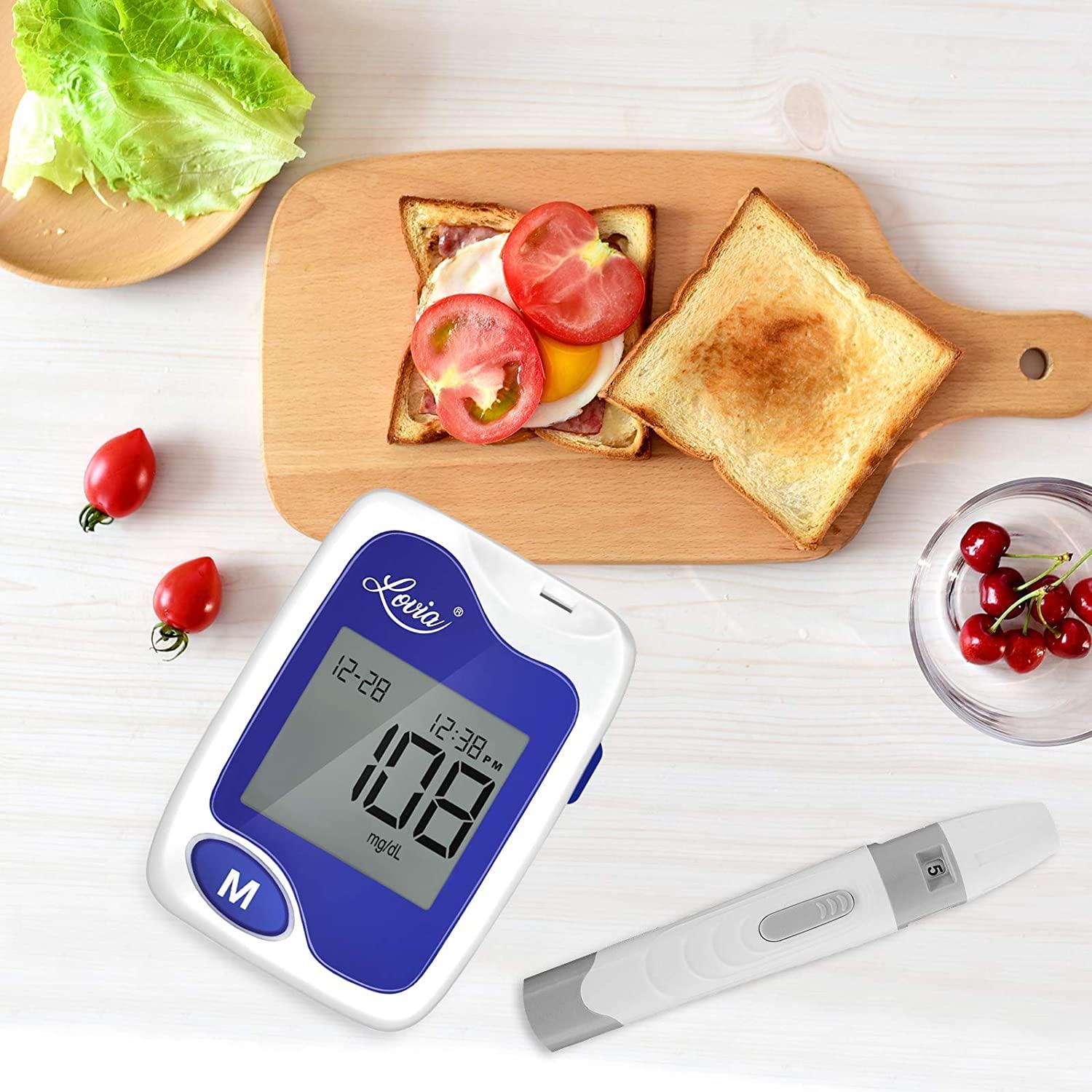 Diabetes Testing Kit Lovia Blood Sugar Test Kit with 50 Strips, Lancing Device