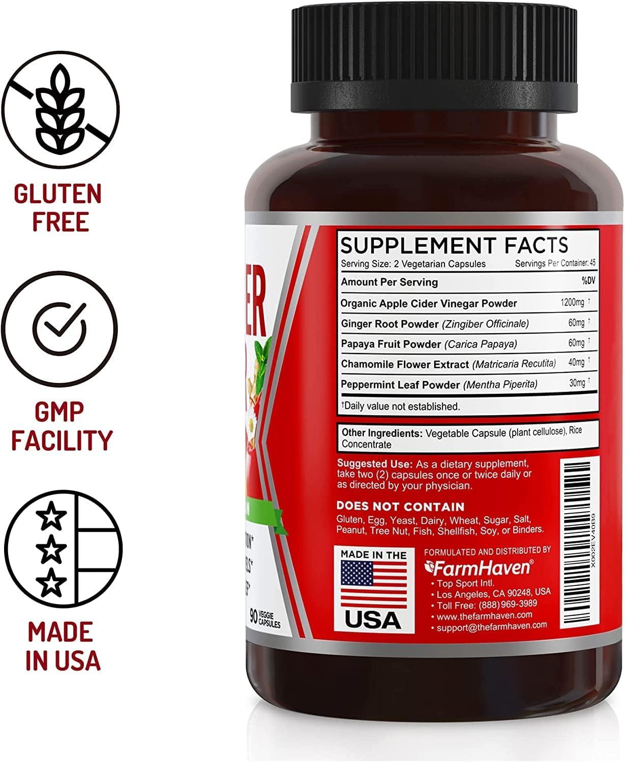 FarmHaven Apple Cider Vinegar Capsules with Ginger Papaya & Chamomile