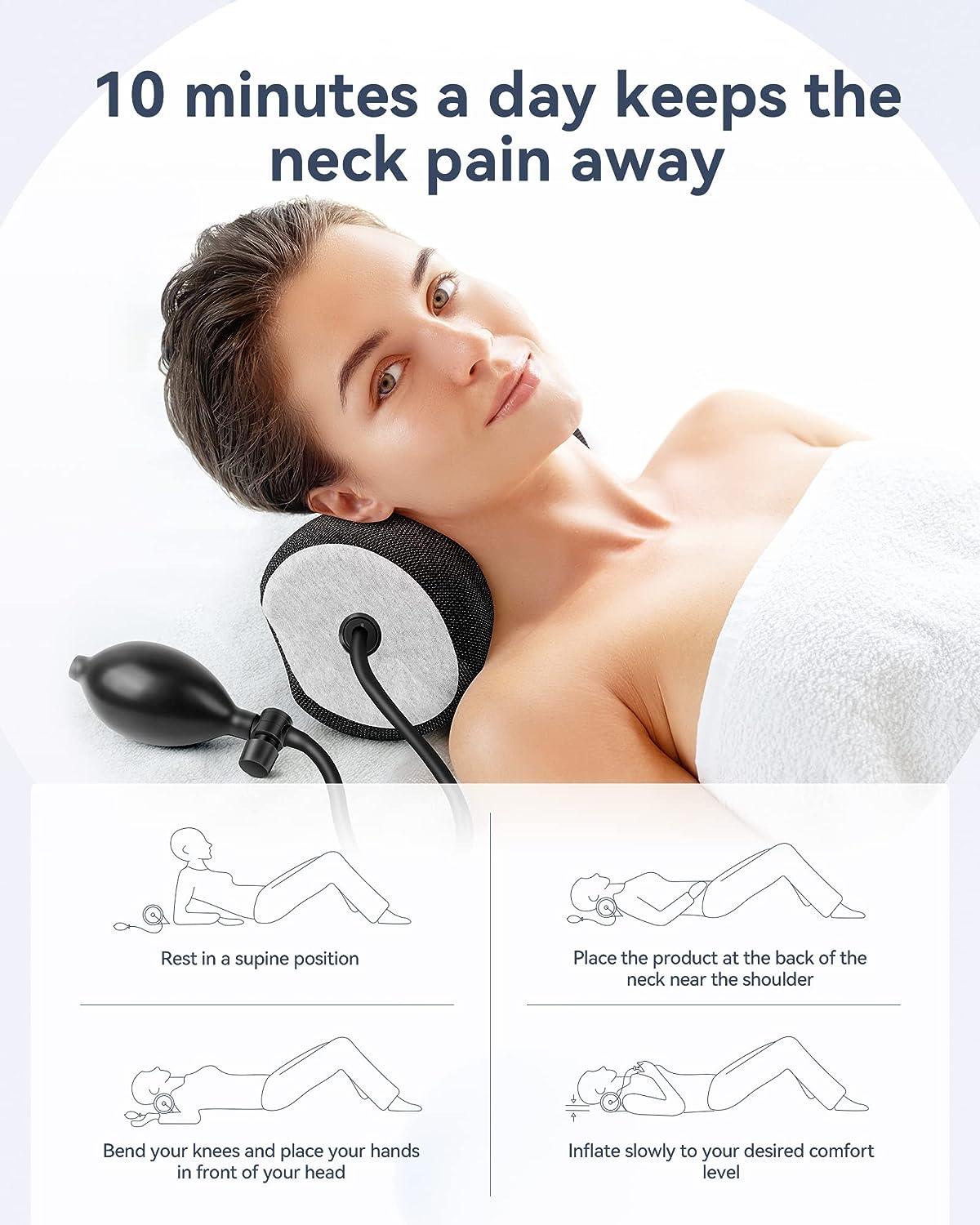 Neck and Shoulder Relaxer,Portable Cervical Traction Device Neck  Stretcher,Neck Posture Corrector Chiropractic Pillow for TMJ Pain Relief  and Cervical Spine Alignment-Blue