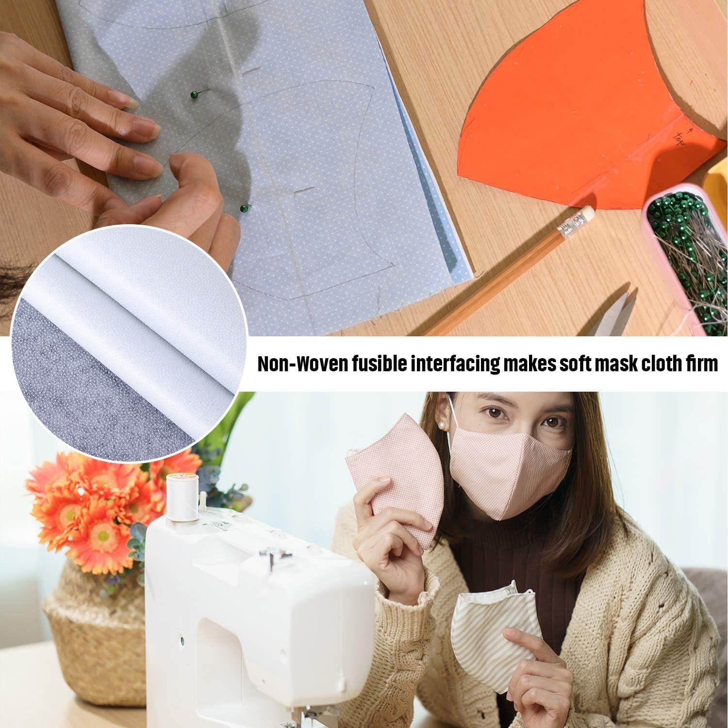 2 Pcs Lightweight Interfacing Fabric For Sewing: 11.6" X 15 Yd Iron On Non-Woven Fusible Interfacing Fusible Interfacing For Sewing Supplies For Bags Dress Collars DIY Crafts(White+Black