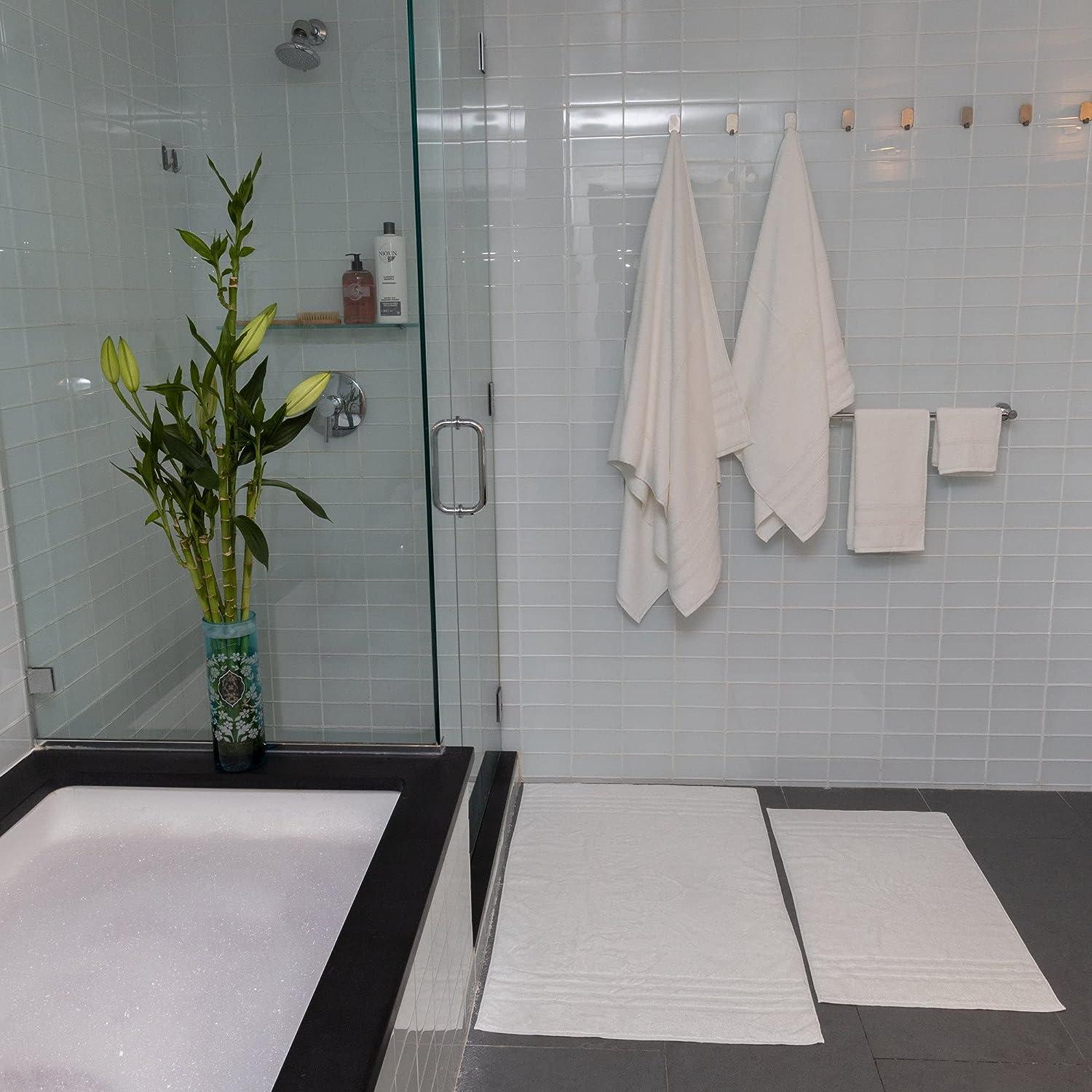 Mosobam 1000 GSM Hotel Luxury Bamboo Viscose-Cotton, XL Bath Mat 28X44,  White, Oversized Bath Rug