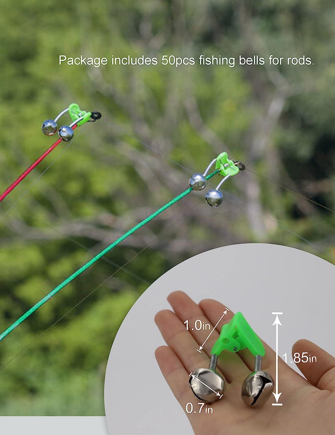 Beoccudo Fishing Bells Pole Bell Fishing Bells for Rods Clip on 50pcs  Catfish Bells with Dual Alert Ring Night Fishing Accessories