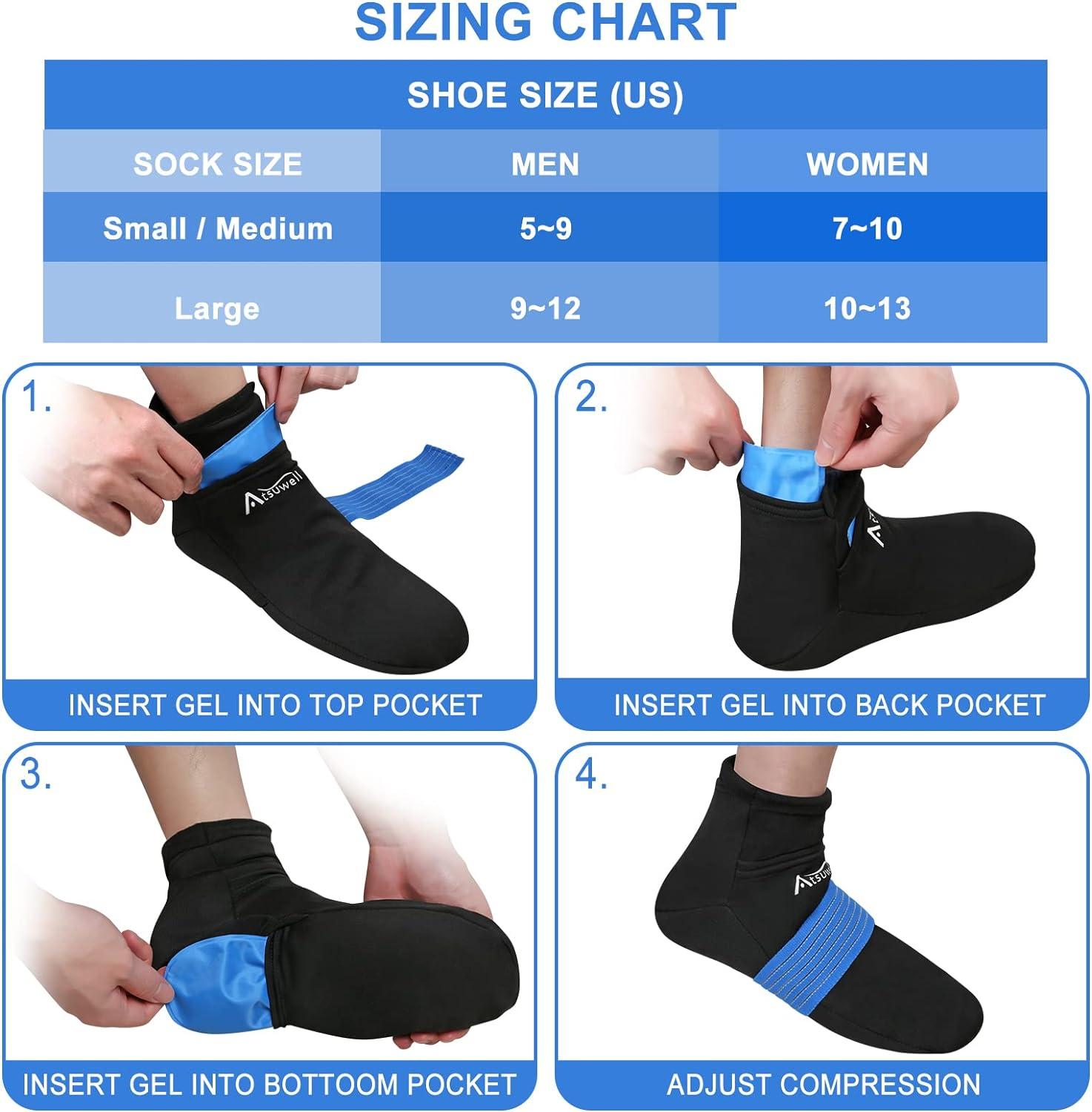 Atsuwell Chemo Cold Therapy Socks Reusable Gel Ice Pack for