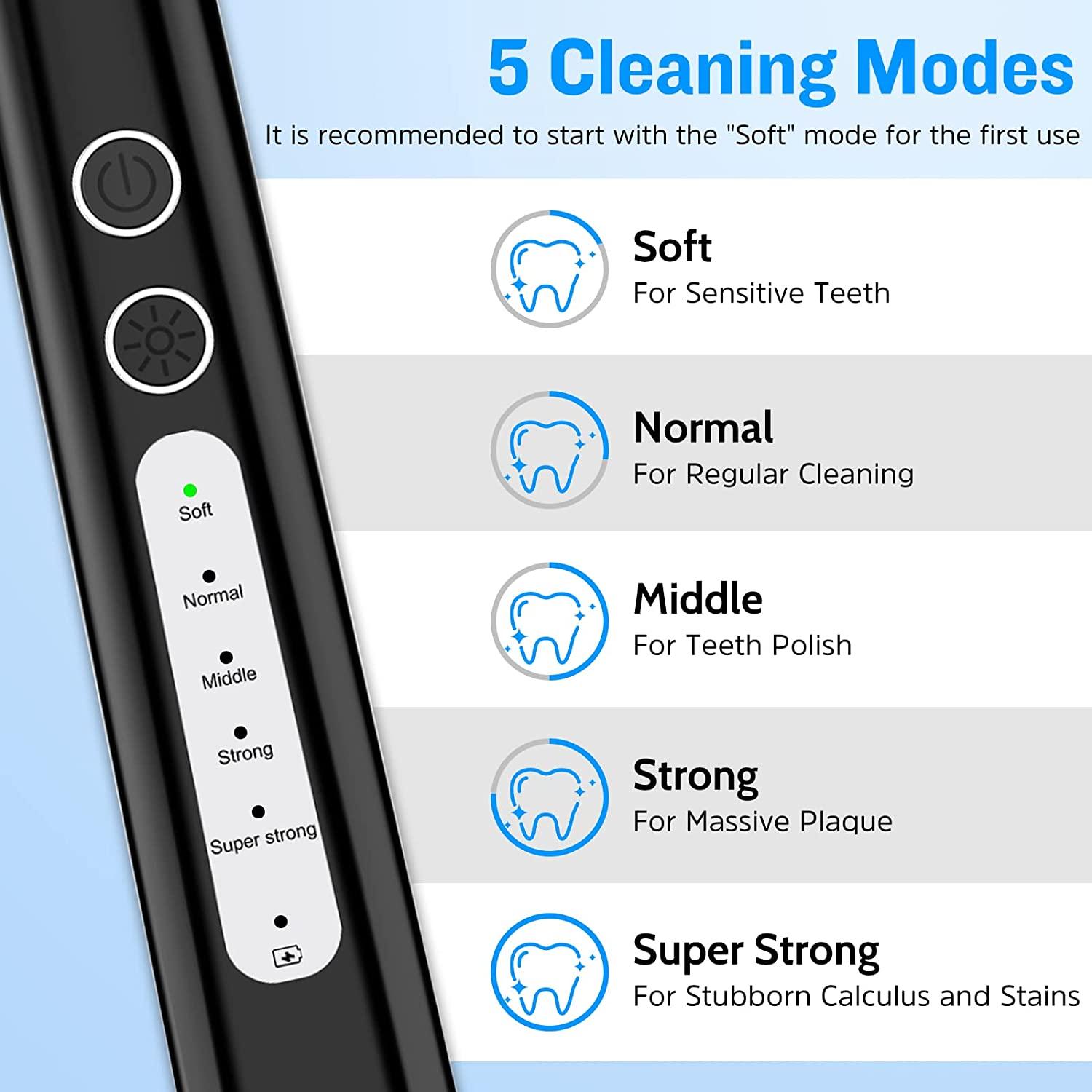 Ultrasonic Plaque Remover & Dental Cleaner Kit 5 Modes for Calculus