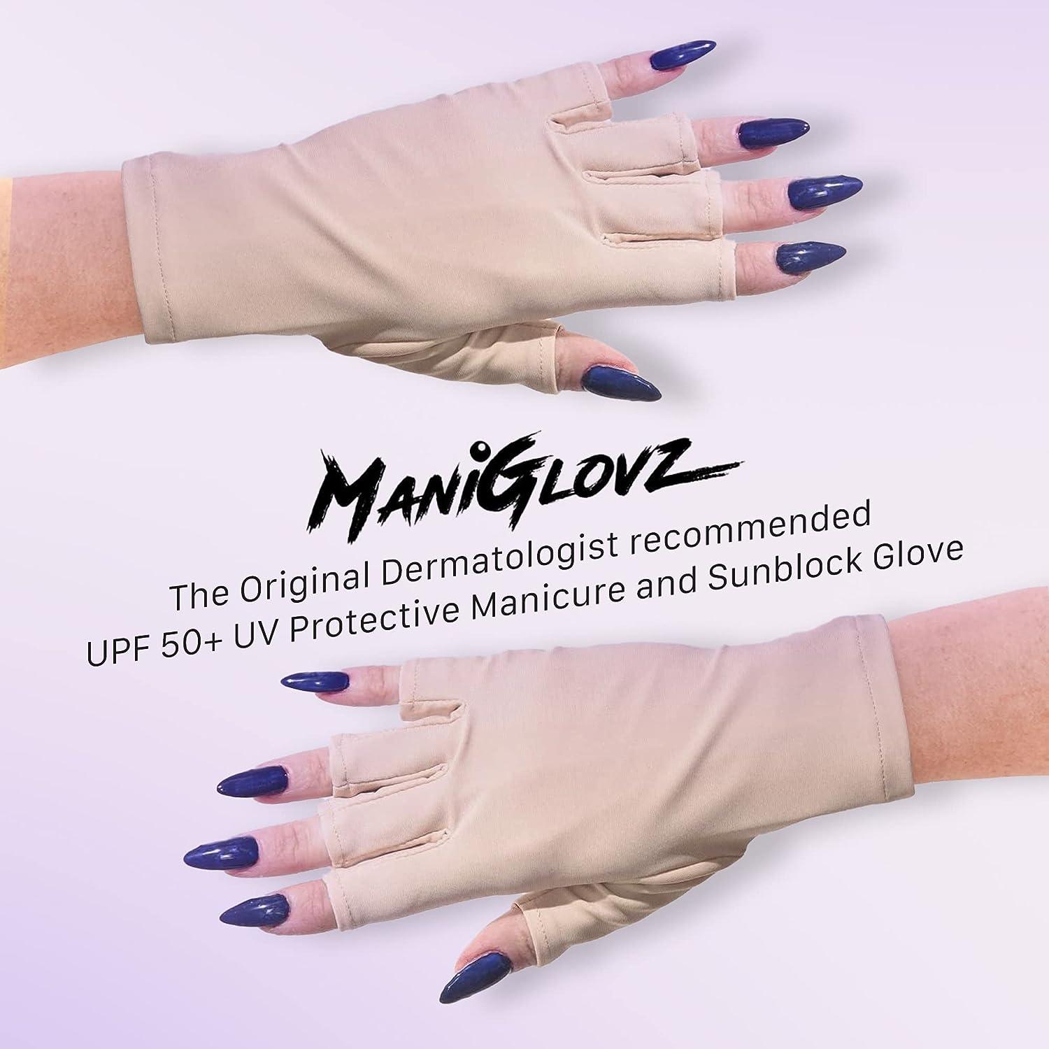 ManiGlovz - The Original UPF 50+ UV/LED Protective Gloves for Gel Manicures  Sun Protection Fingerless Gloves-Shield Skin from The Sun and Nail Lamp-  Black Magic