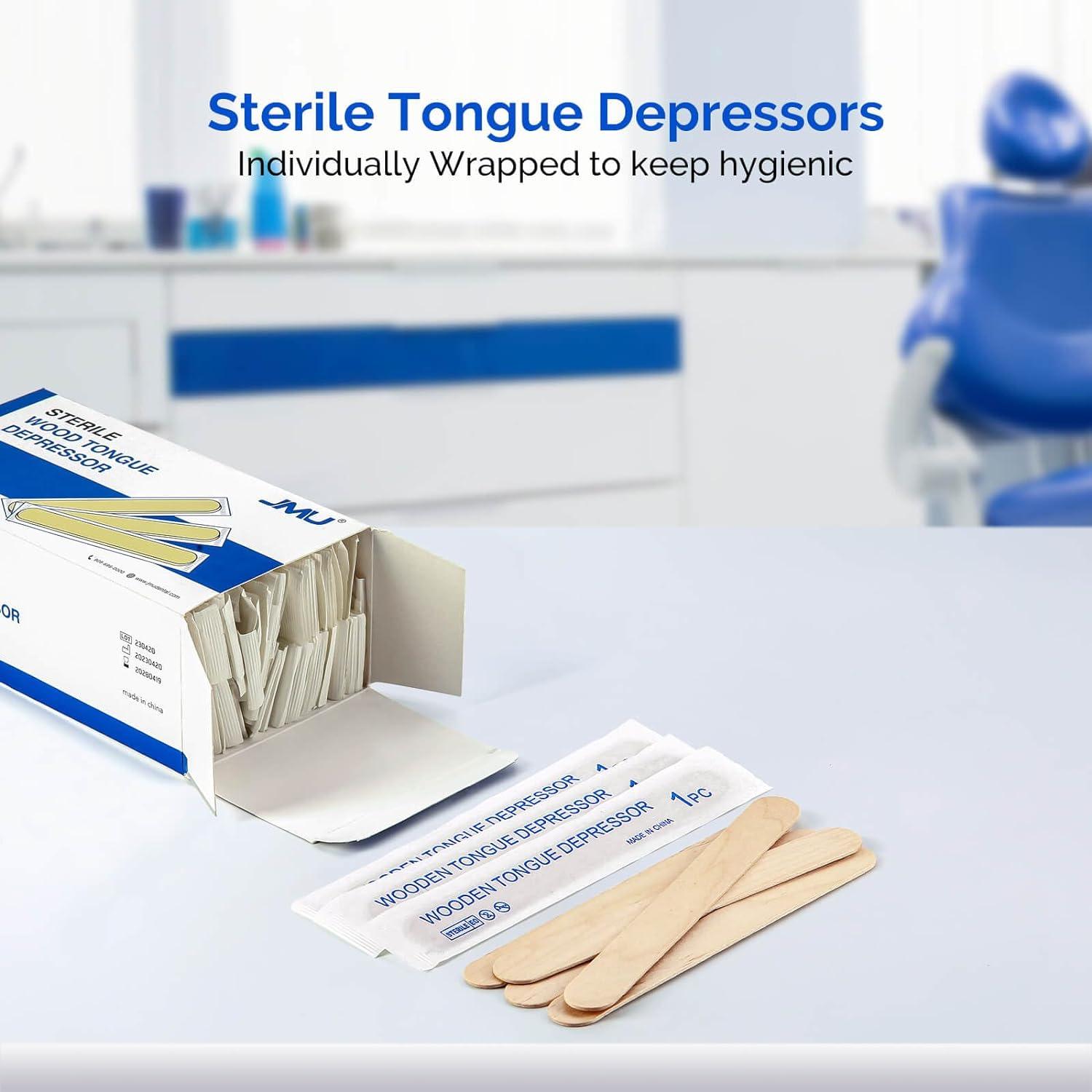 JMU Tongue Depressors Sterile 100 Count 6 Tongue Depressors Wood