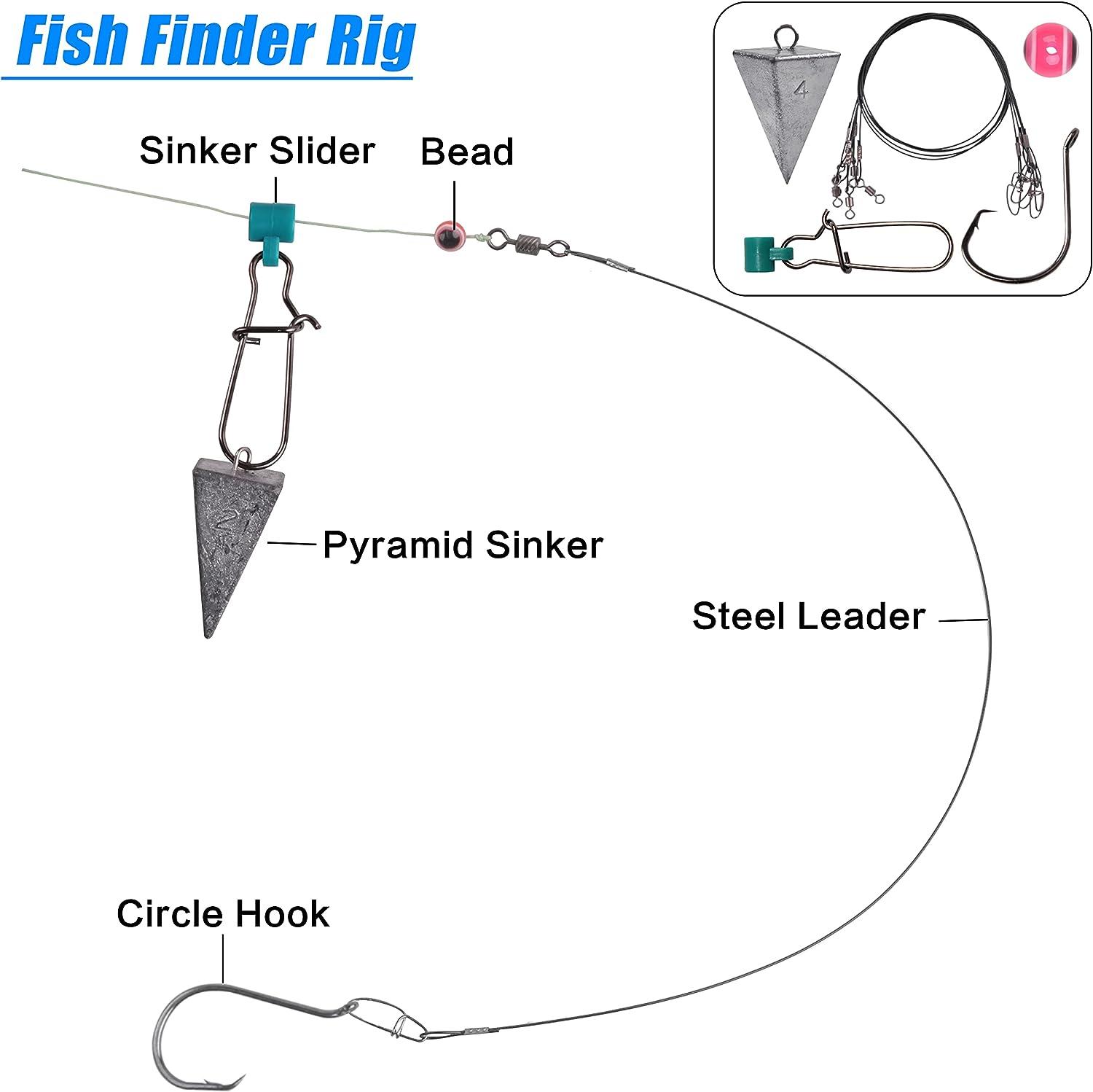 AGOOL Saltwater Surf Fishing Tackle Kit - 130pcs Surf Fishing Rigs Fish  Finder Rig Live Bait Rigs Fishing Wire Leaders Pyramid Sinker Weights Sinker  Slider Fishing Hooks Saltwater Fishing Accessories