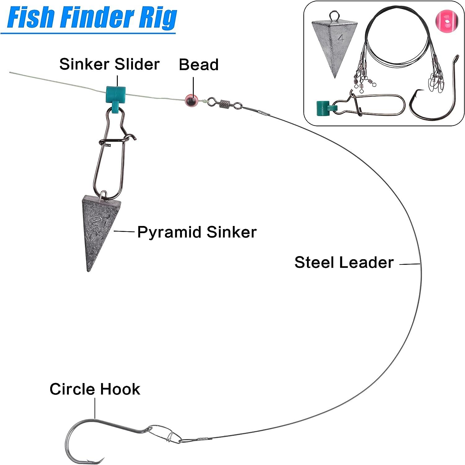 AGOOL Saltwater Surf Fishing Tackle Kit - 130pcs Surf Fishing Rigs Fish  Finder Rig Live Bait Rigs Fishing Wire Leaders Pyramid Sinker Weights  Sinker Slider Fishing Hooks Saltwater Fishing Accessories