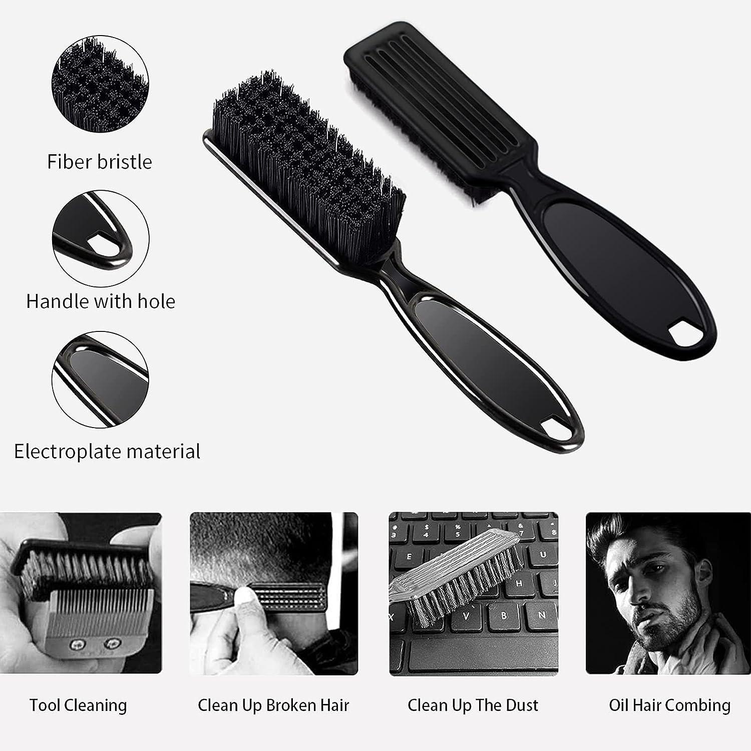2 Pieces Barber Brush Set with Barber Blade Cleaning Brush Neck Duster Brush  Clipper Cleaning Brush Styling Brush Tool for Barbershop and Home Use -  Black