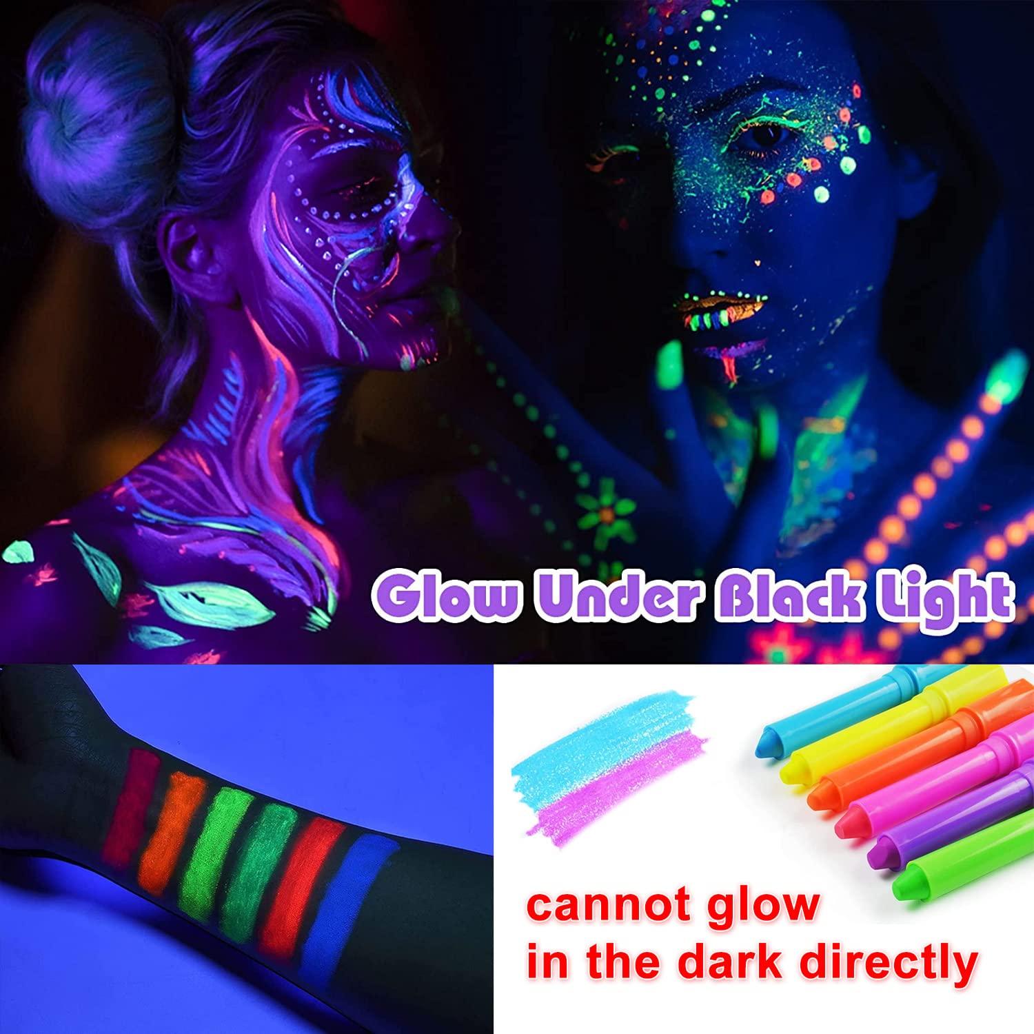 12 Pieces Glow Blacklight Face & Body Paint Makeup, Glow in The Dark Face  Painting Kit Neon Paint Sticks for Kids Adult Halloween Glow Party
