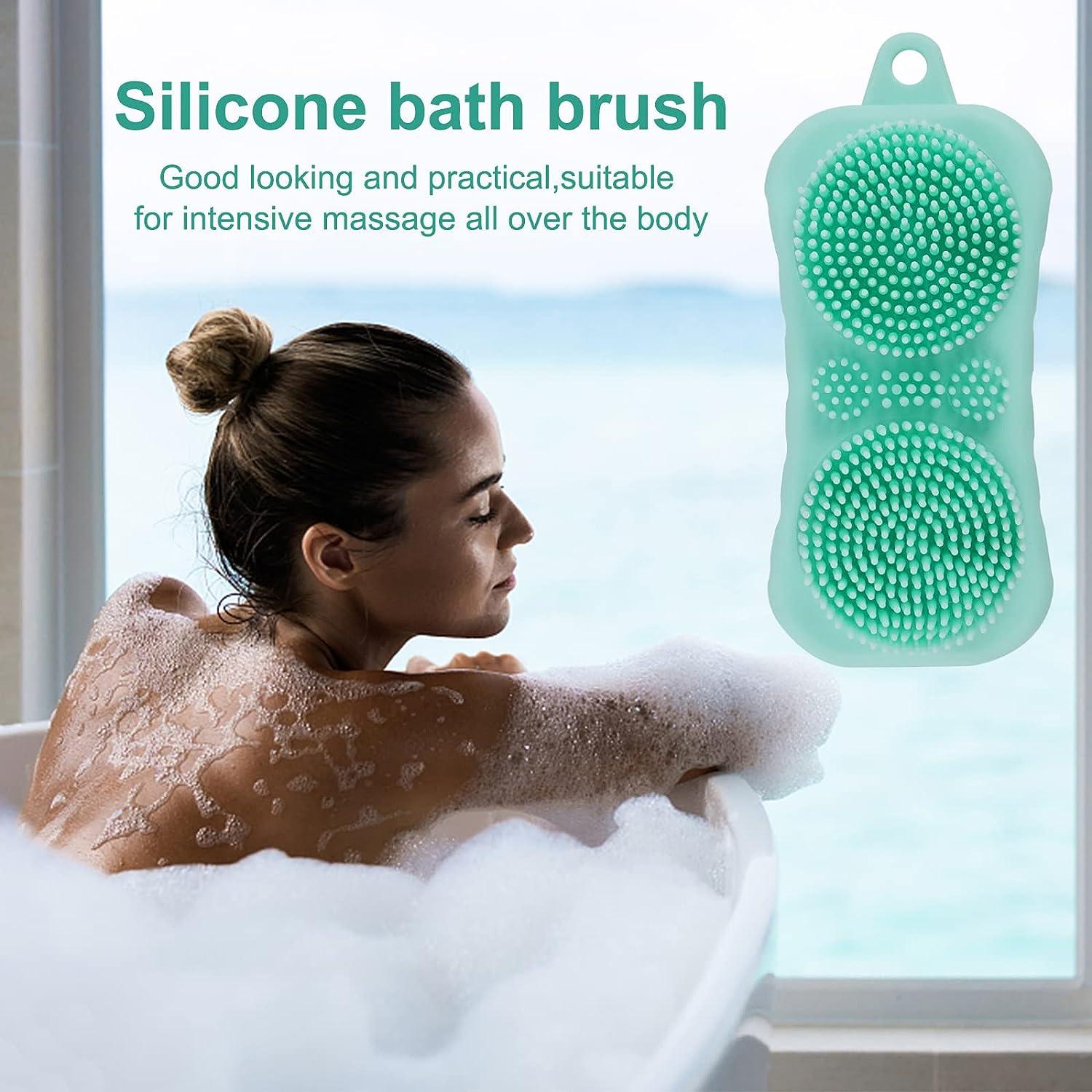 Unique Bargains Soft Silicone Bath Brush Back Scrubber Shower With