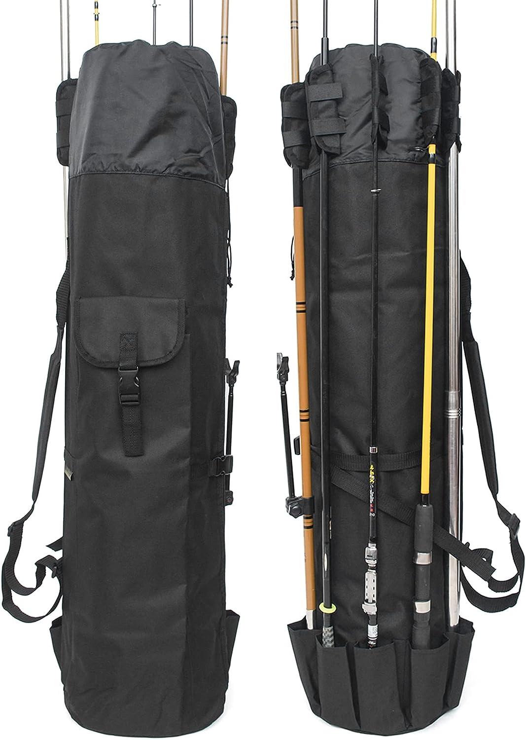 mydays Fishing Rod Bag,Fishing Reel Case,Pole Storage Bag Tackle Carrier Fishing  Gear and Equipment Holds 5 Poles & Tackle Black