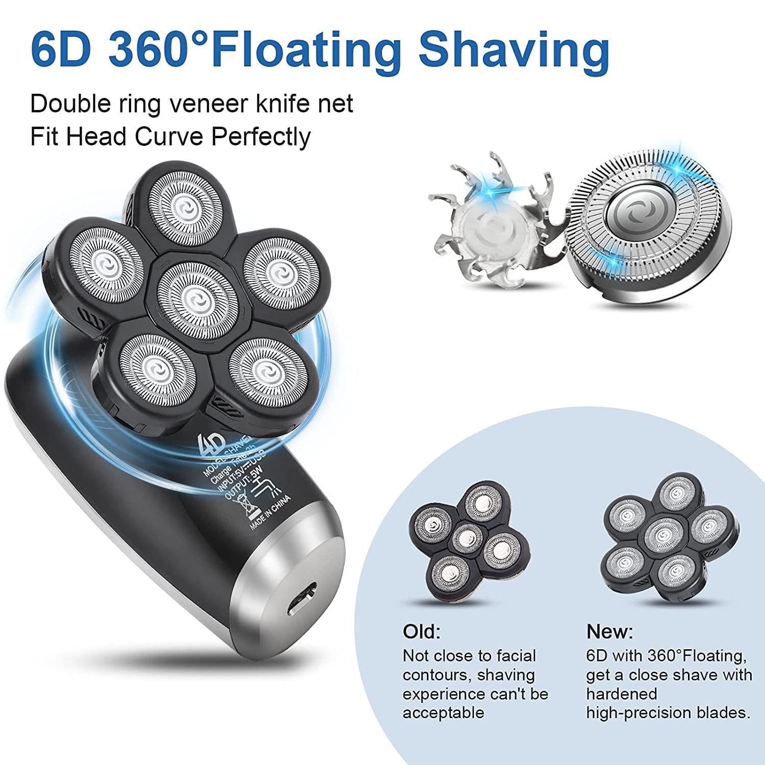Electric Razor Head Shaver Men 6 in 1 Multifunction USB Rechargeable