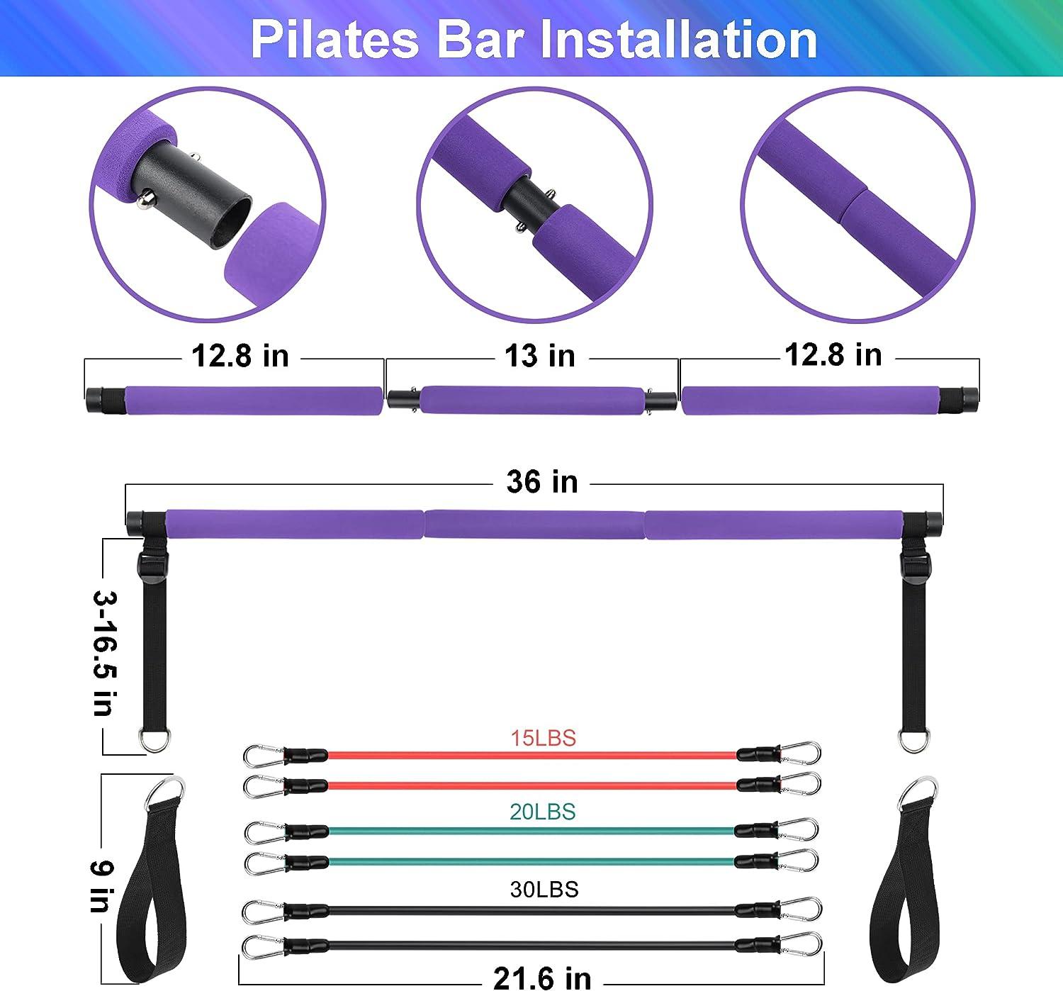 LEXIL Portable Pilates Bar Exercise Kit-Stackable 3 Pairs of Resistance  Bands (15, 20, 30LB) - Home Gym Equipment for Men and Women, Workout Kit  for Body Toning…