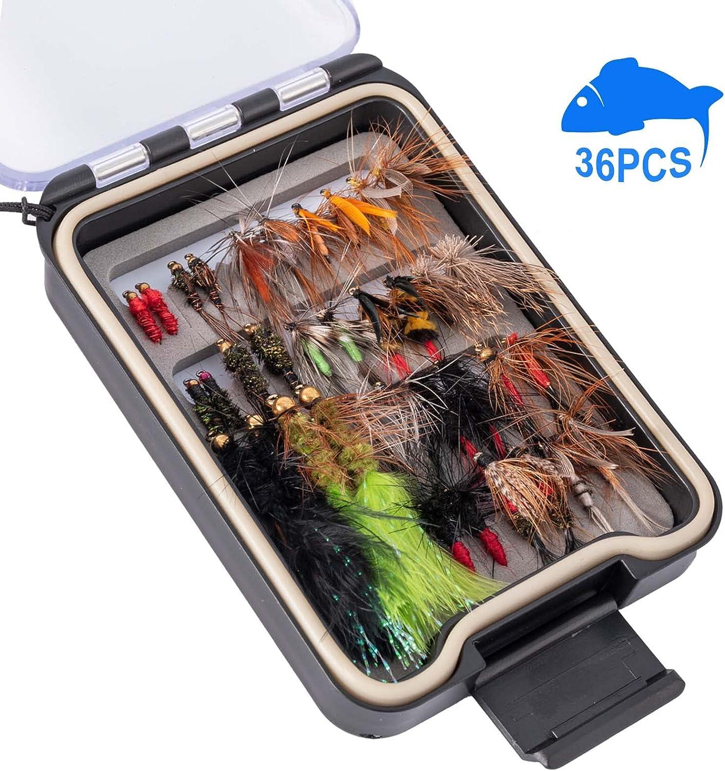 40pcs Fly Fishing Dry Flies Assortment Kit with Waterproof Fly Box for Fishing, Size: 11.5, Black