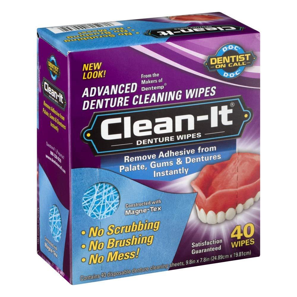CleanIt Denture Wipes 40Count Convenient Denture Cleaning Wipes