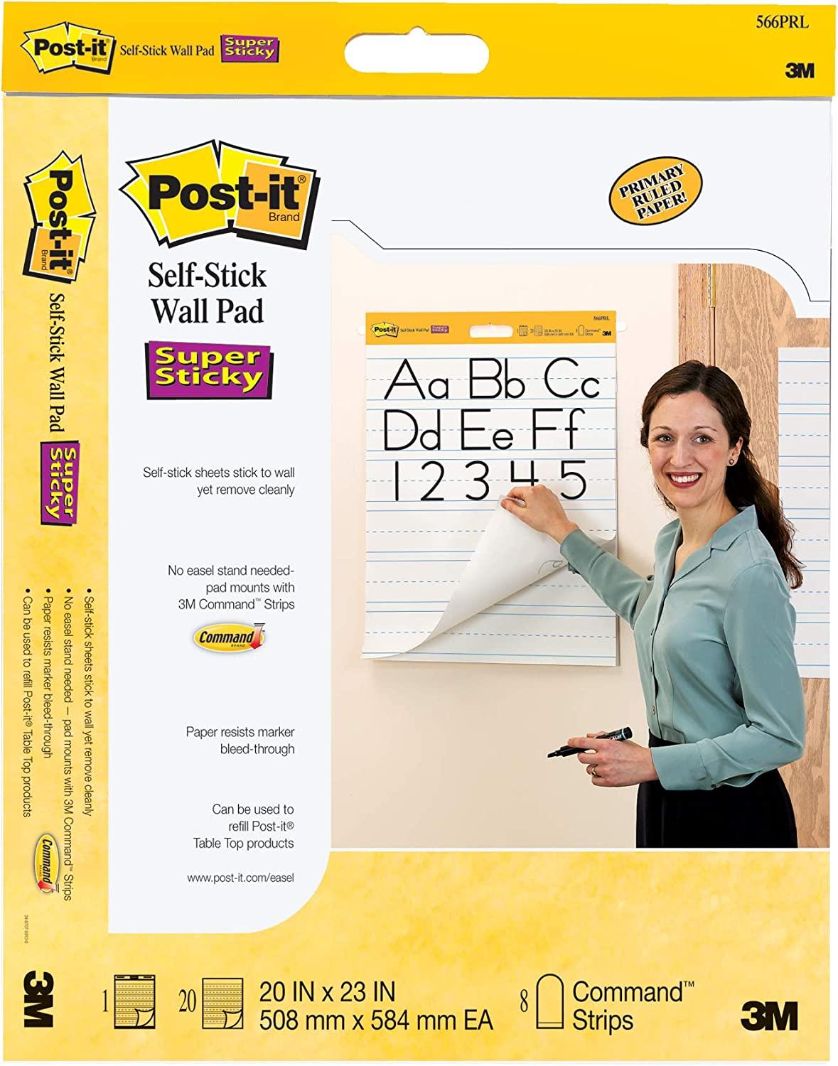 Postit Easel Pad, 20 in x 23 in, White w/ Lines, 20 Sheets/Pad, 1Pad