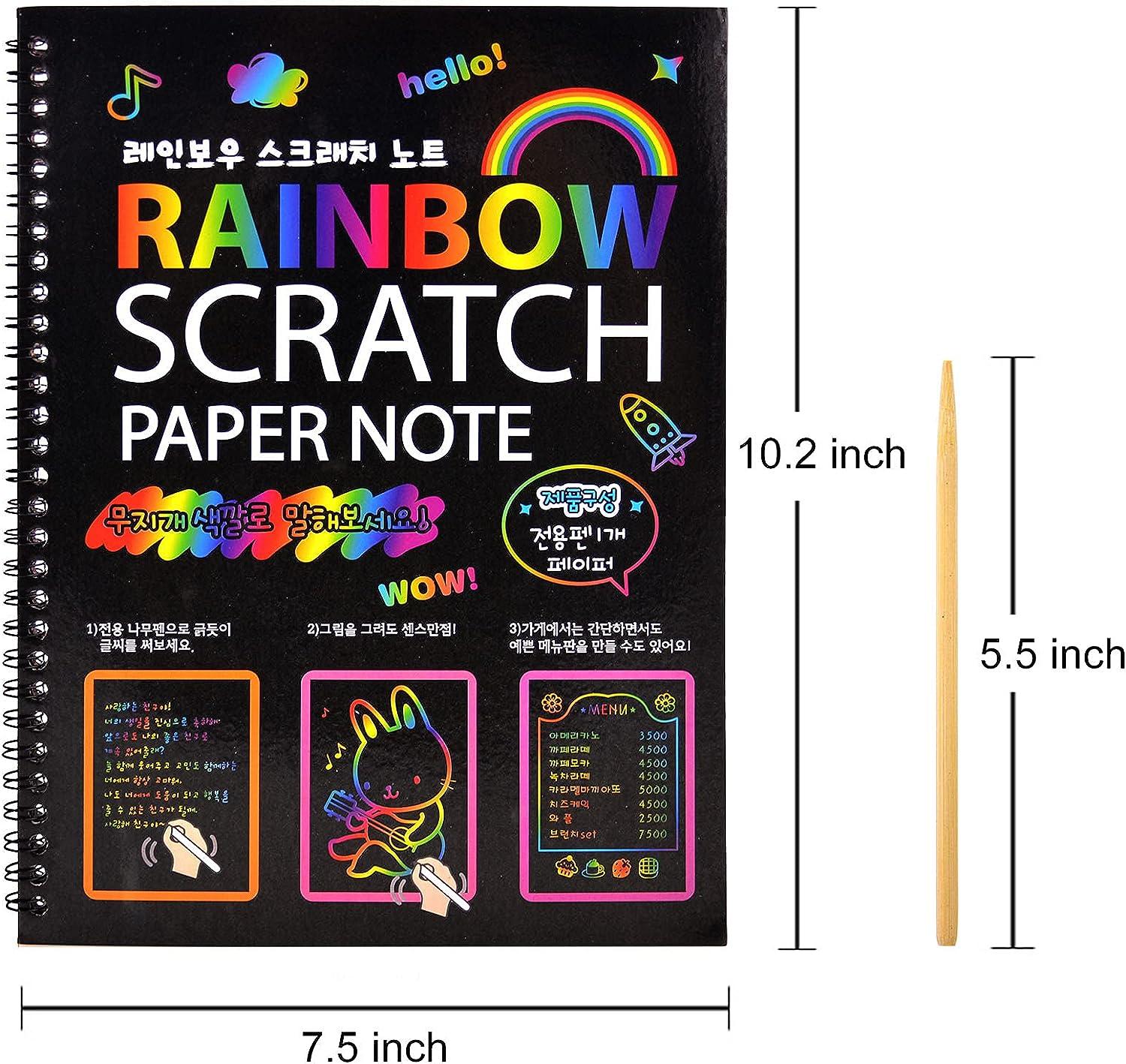 MEMX Scratch Art Books for Kids, 2 Pack Rainbow Magic Scratch Paper Black  Scratch it Off Art Crafts Notes Boards Sheet with 2 Wooden Stylus for Best  Gifts