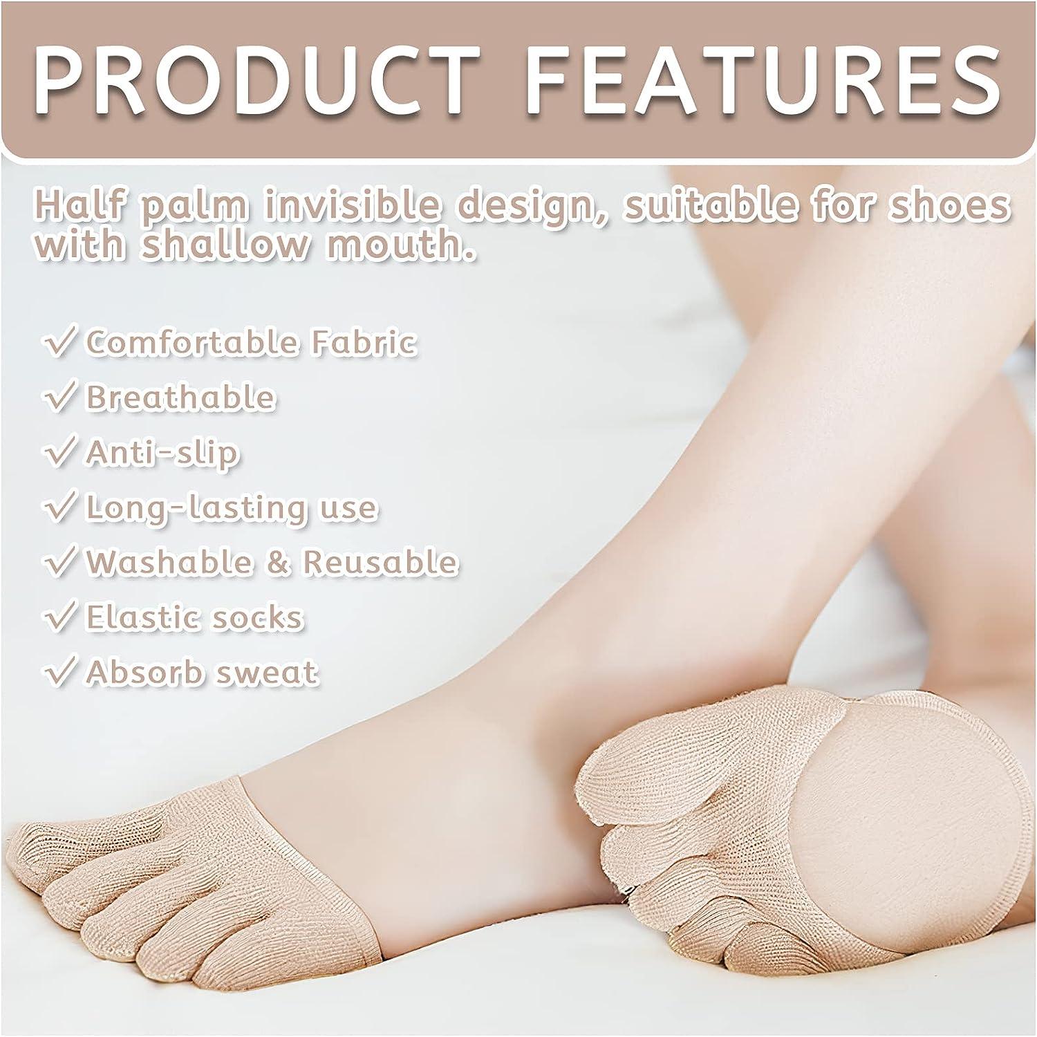 Metatarsal Pads for Women 1 Pair Ball of Foot Cushions Toe Separator Socks  Not Exposed Style Foot Pads Ball of Foot Pain and Metatarsalgia Pure Cotton  Forefoot Pad Beige